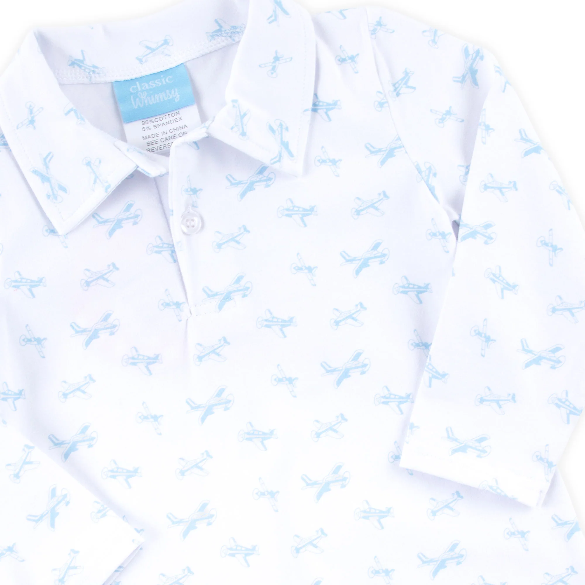 Airplane Print Polo Romper - Image 3