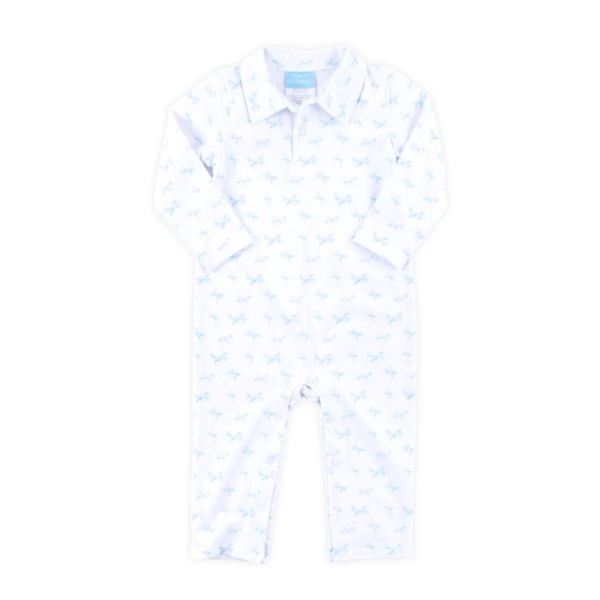 Airplane Print Polo Romper - Image 5