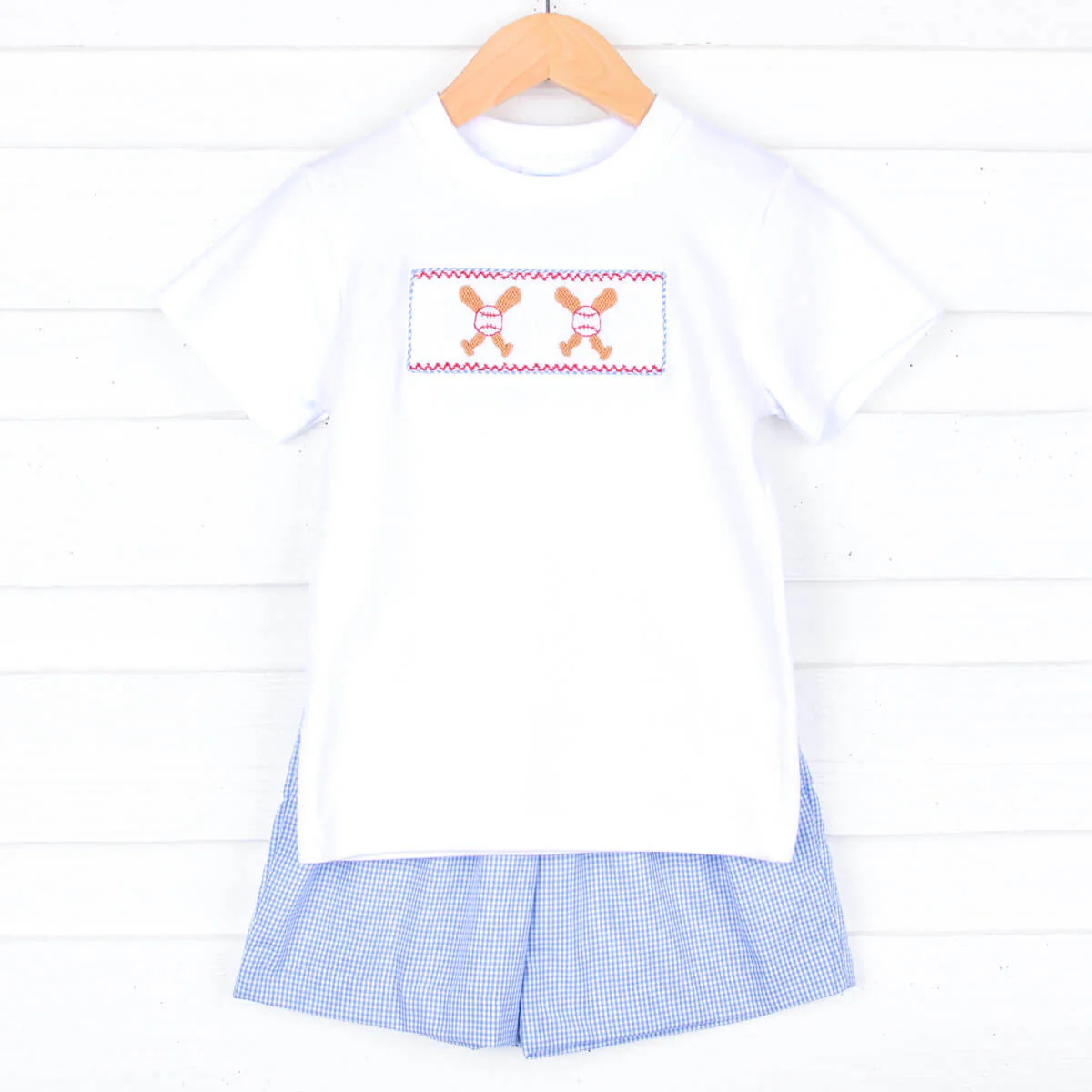 Grand Slam Baseball Smocked Boy Short Set