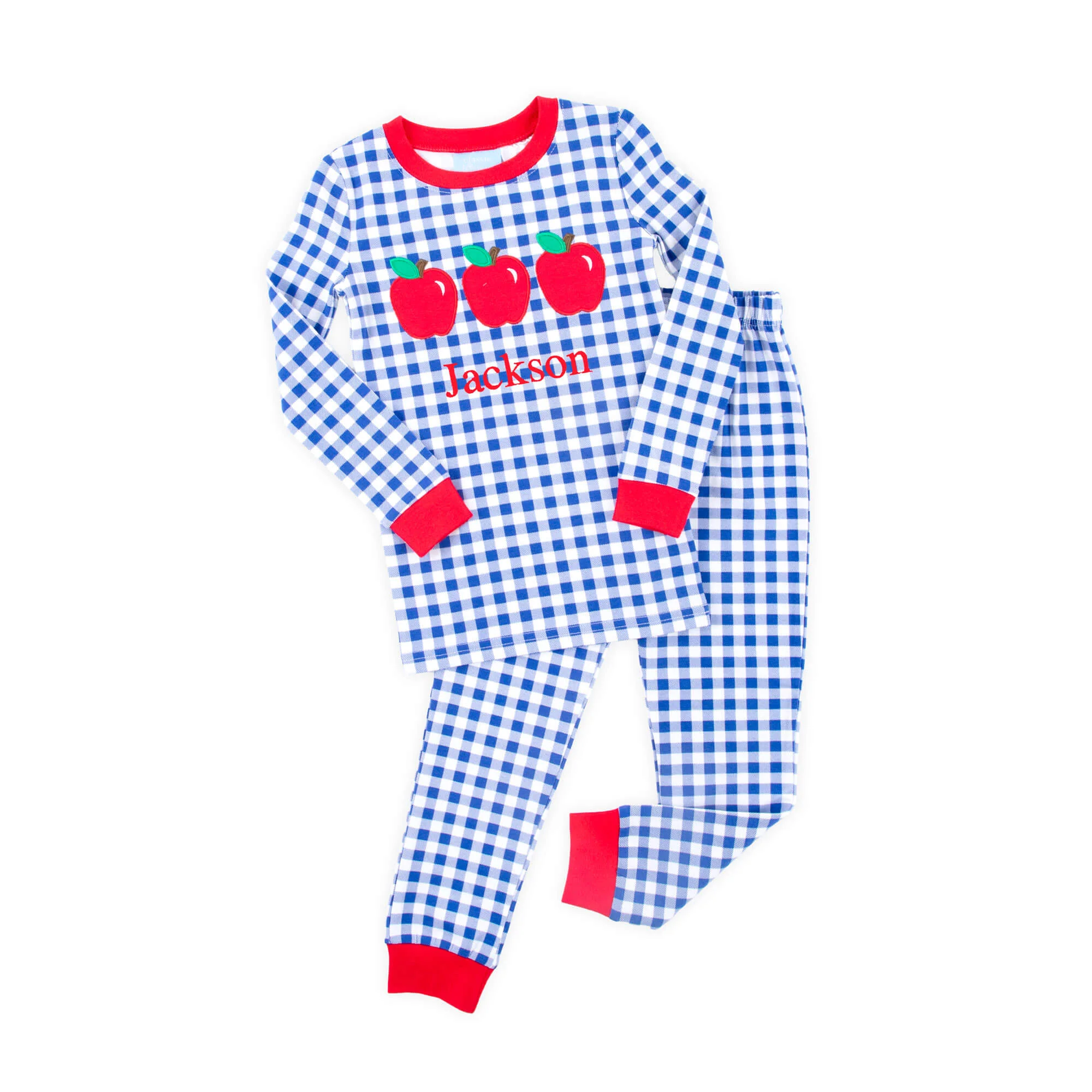 Apple Trio Royal Blue Gingham Pajamas - Image 2