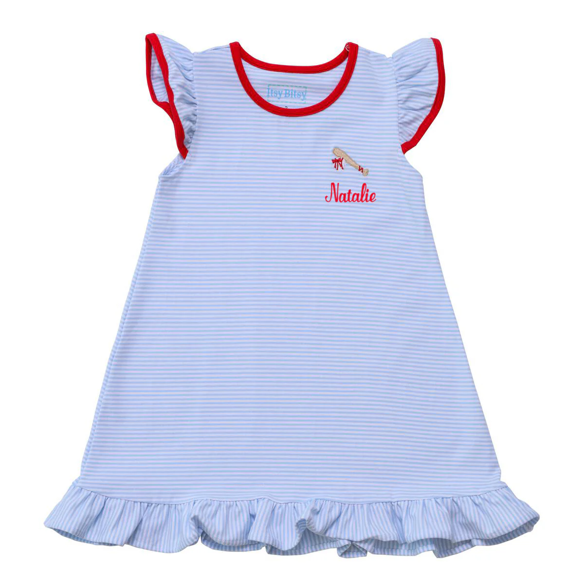 Baseball Flutter Light Blue Knit Dress
