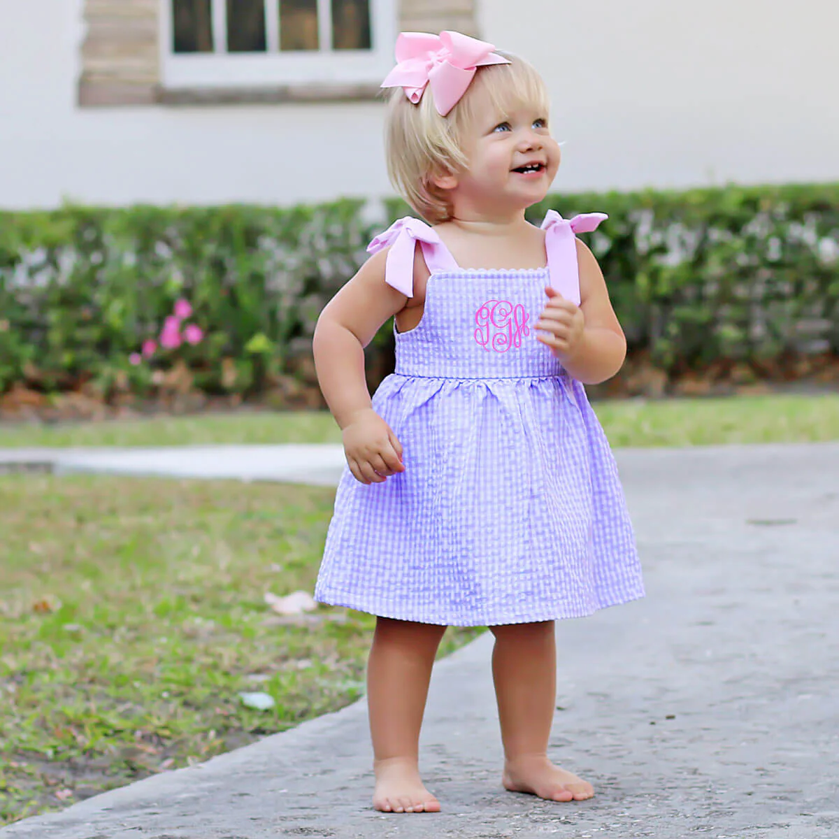 Purple Gingham Aubree Bubble