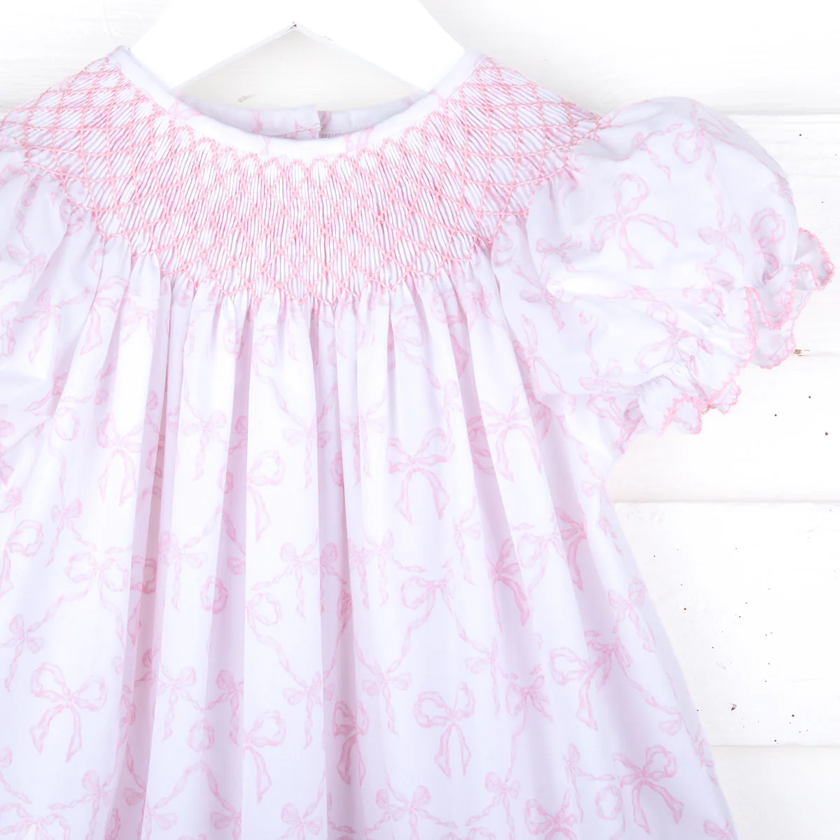 Bella's Bows Pink & White Smocked Bubble - Image 4