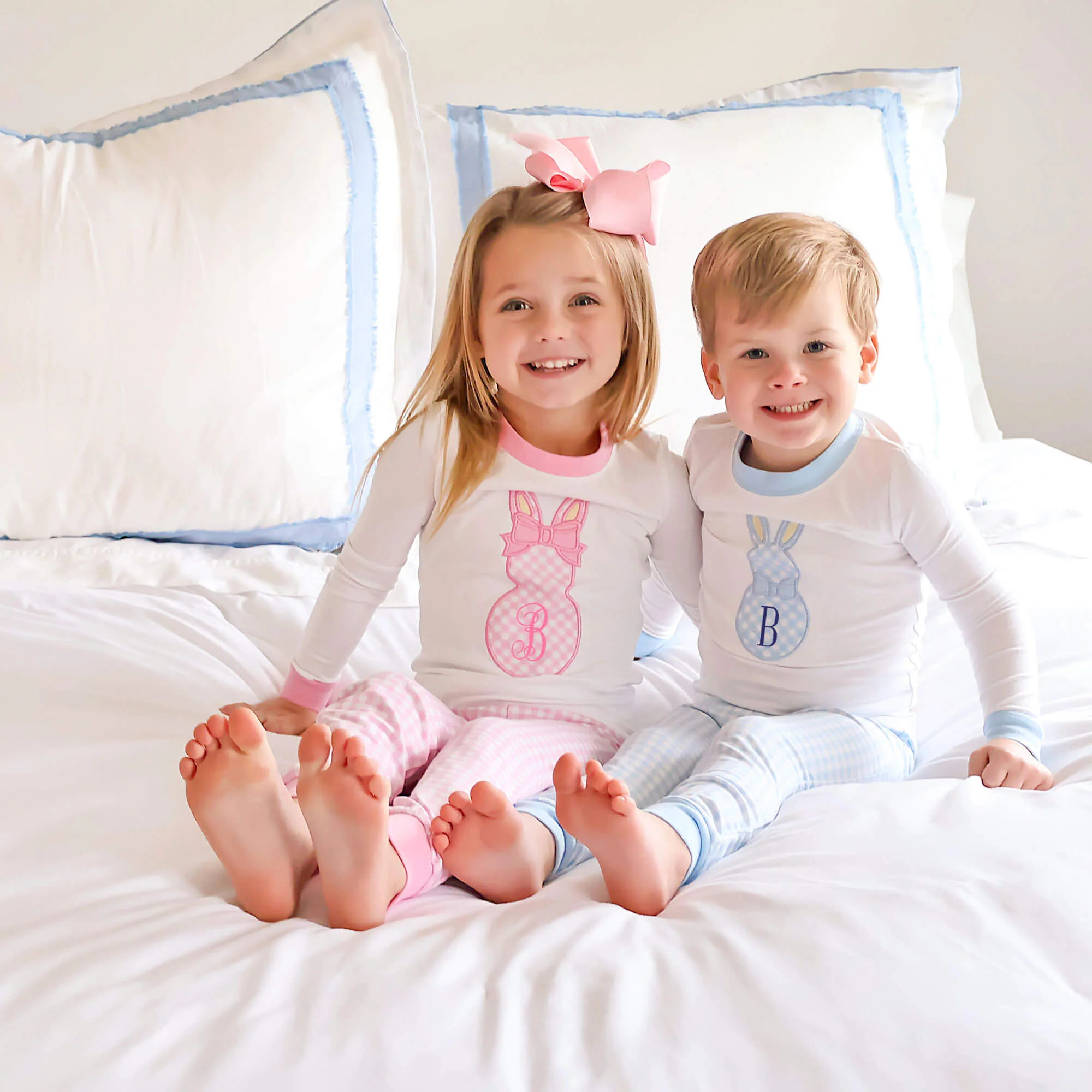 Blue Gingham Bunny Pajamas - Image 5