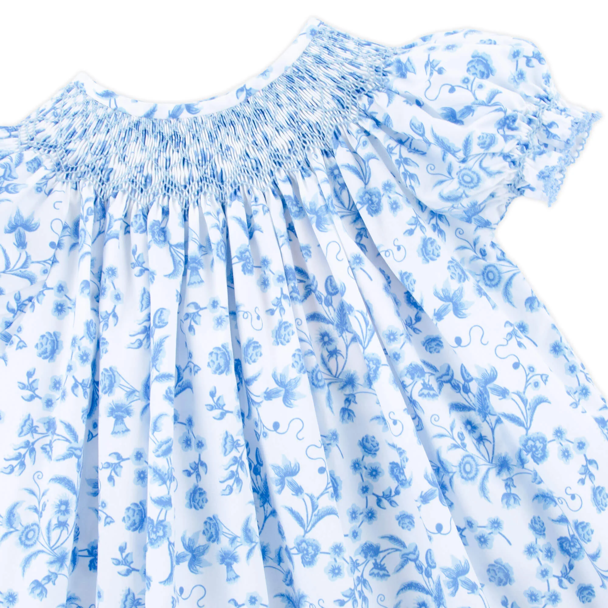 Blue Floral Smocked Bishop Bloomer Set - Image 5