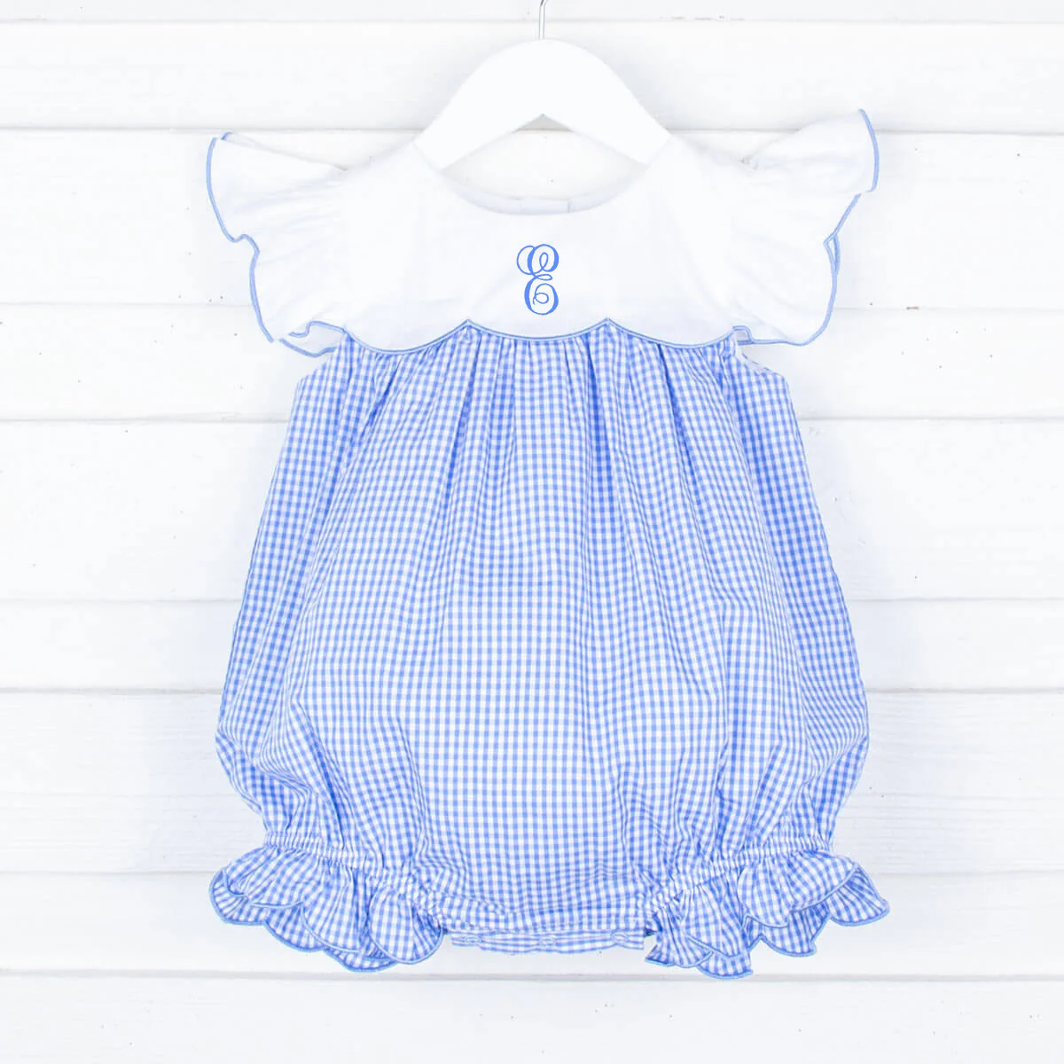 Blue Gingham Scalloped Amelia Bubble