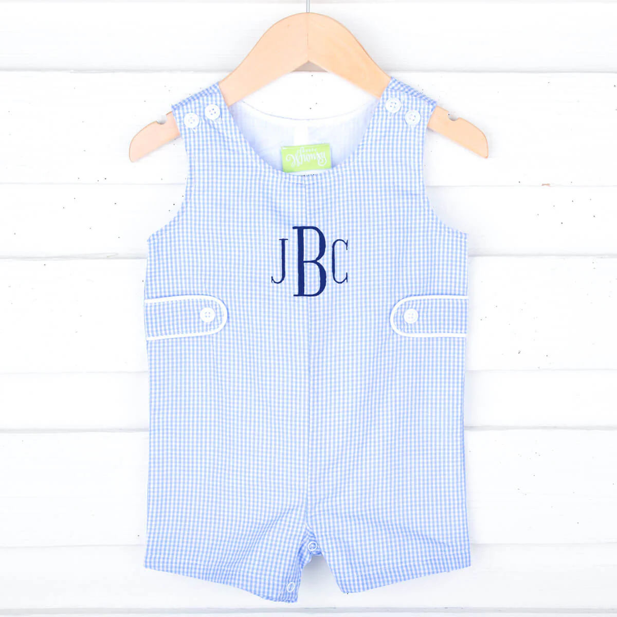 Blue Gingham Jon Jon with Tabs