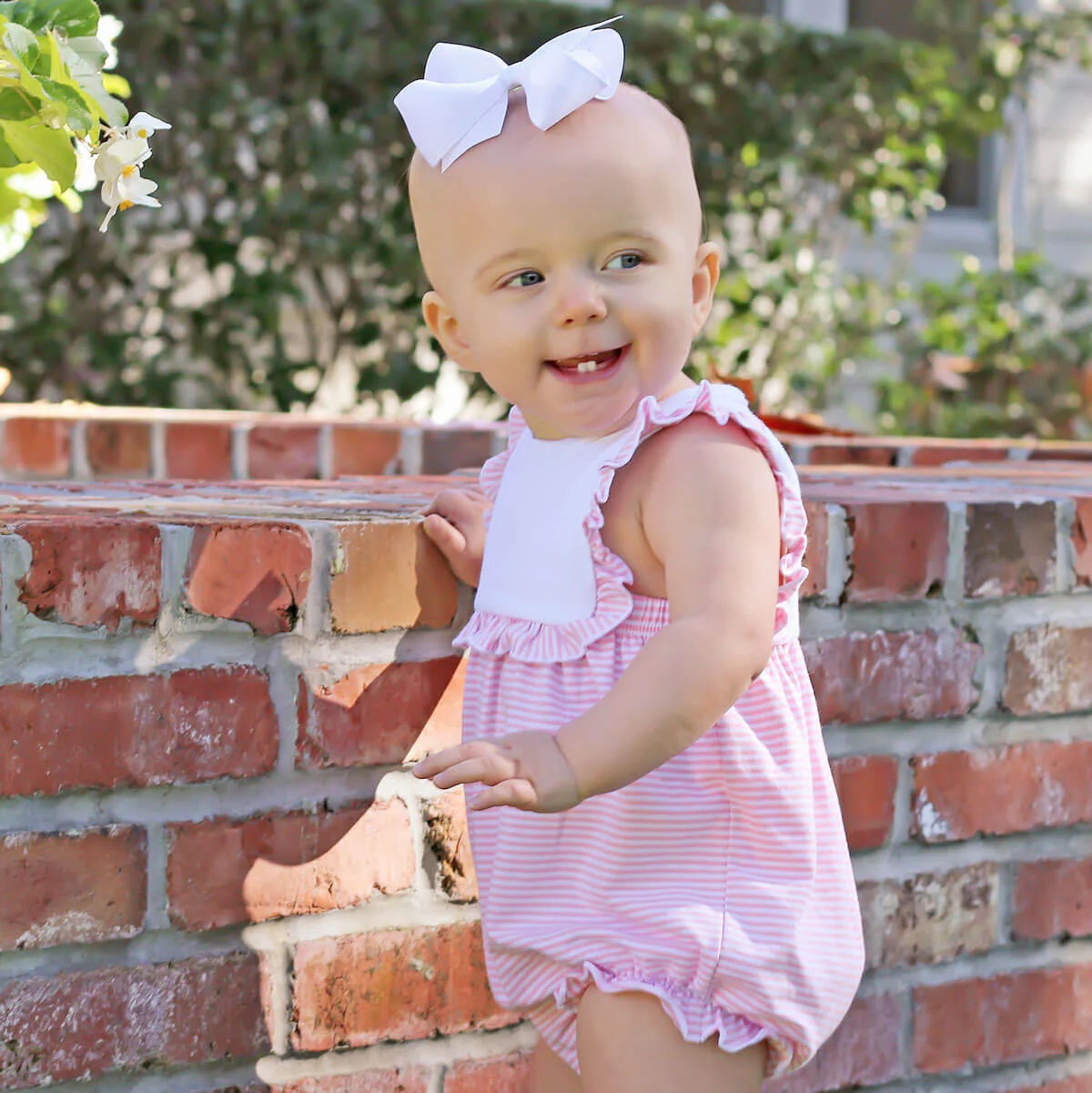 Pink Stripe Knit Bib Bubble - Image 2