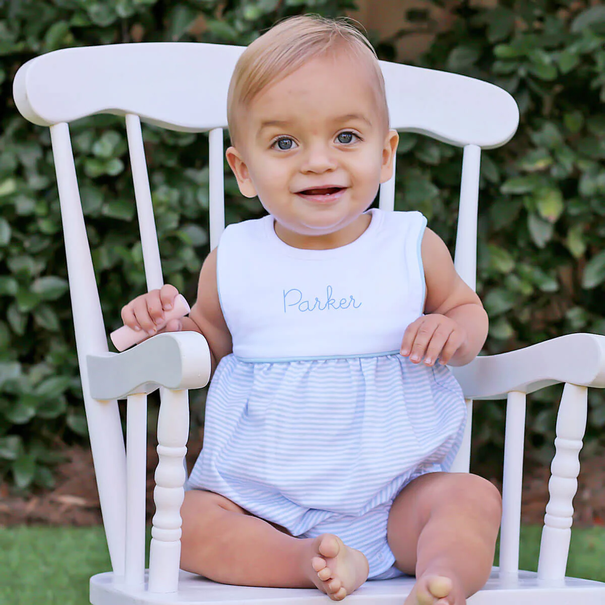 Light Blue Stripe Boy Bib Bubble