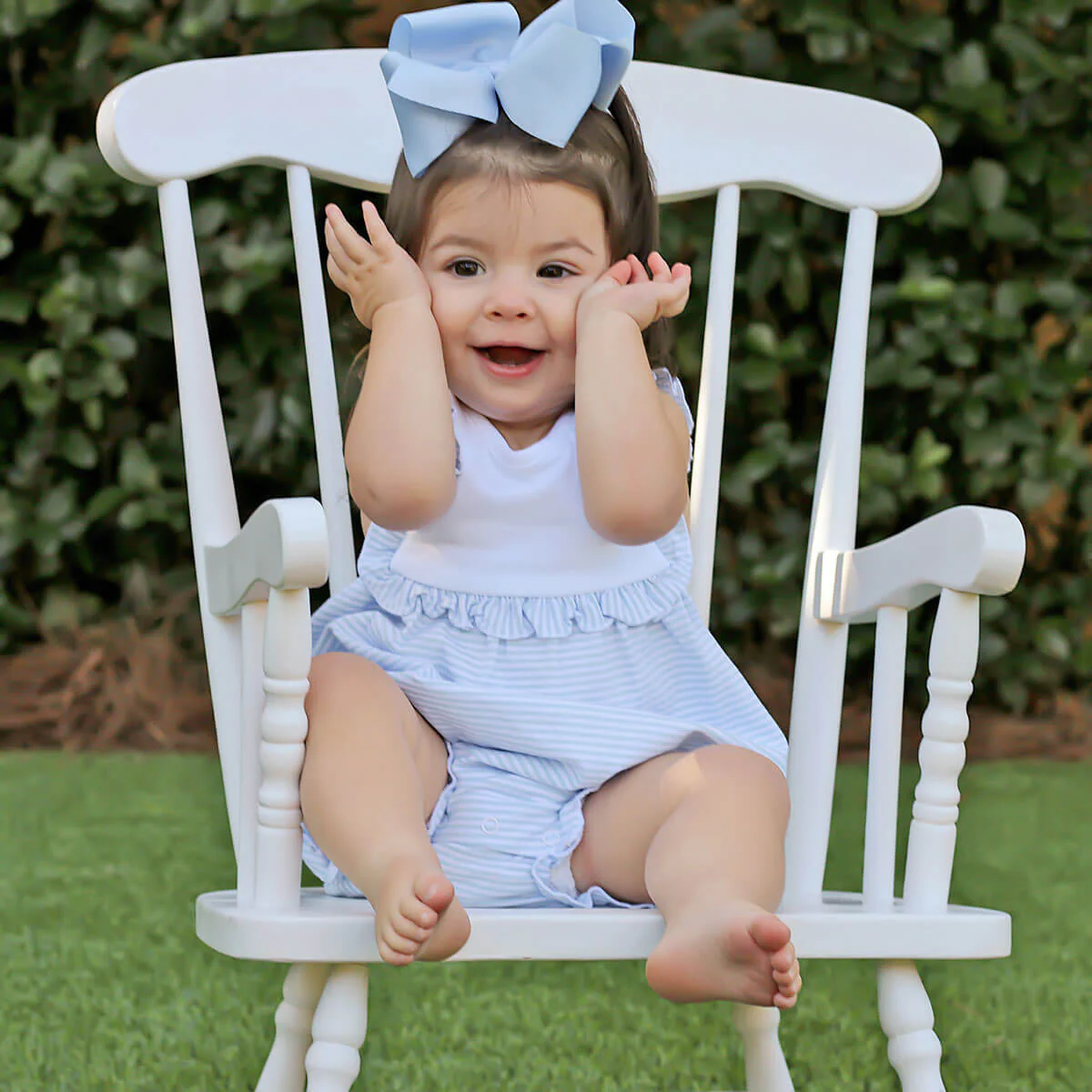 Light Blue Stripe Knit Bib Bubble - Image 3
