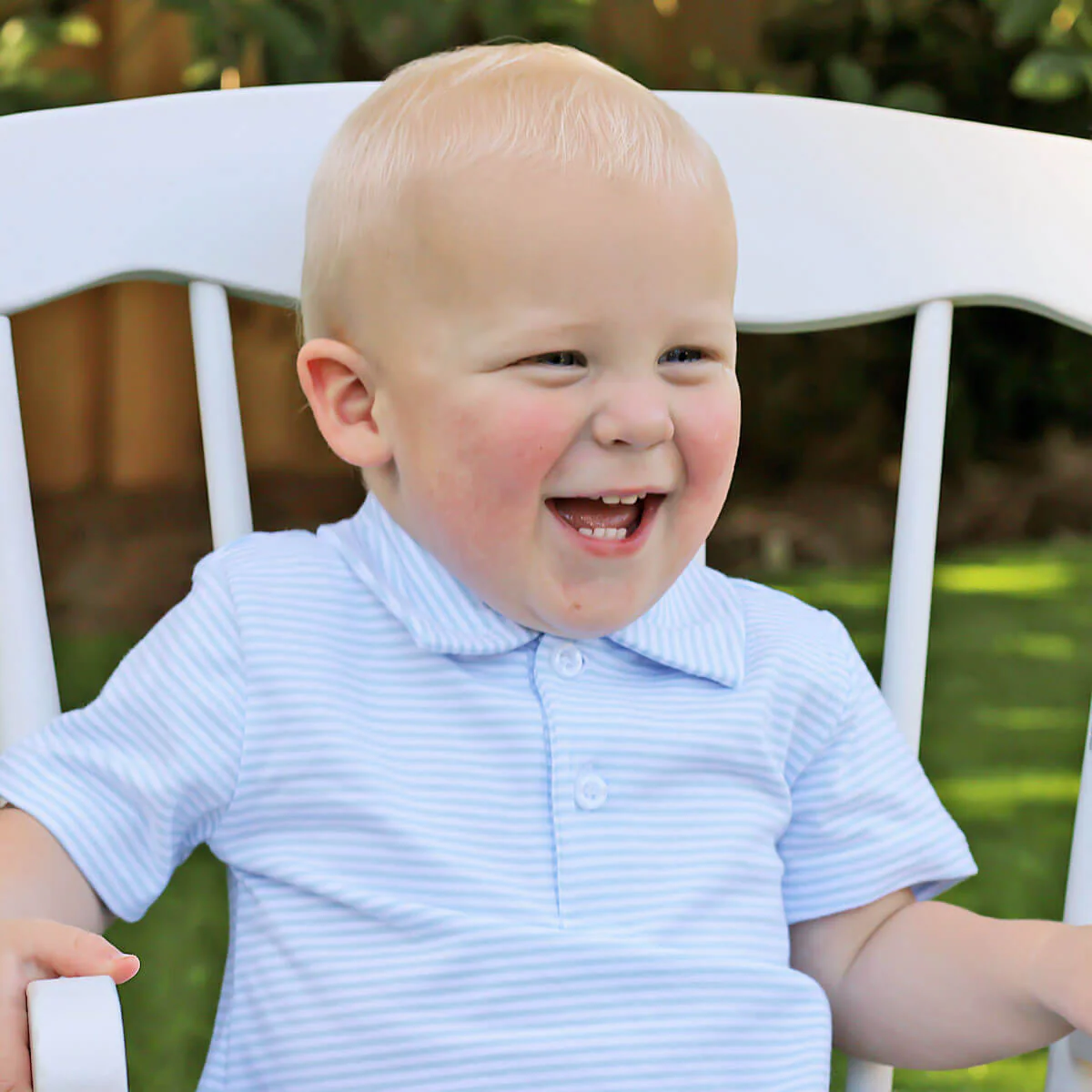 Light Blue Stripe Polo Romper - Image 3