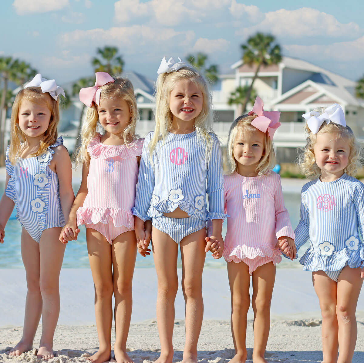 Daisy Blue Stripe Seersucker Rash Guard Set - Image 9