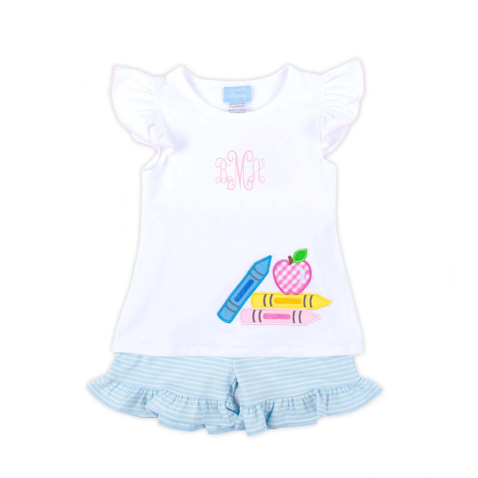 Bright Crayons Light Blue Stripe Milly Short Set