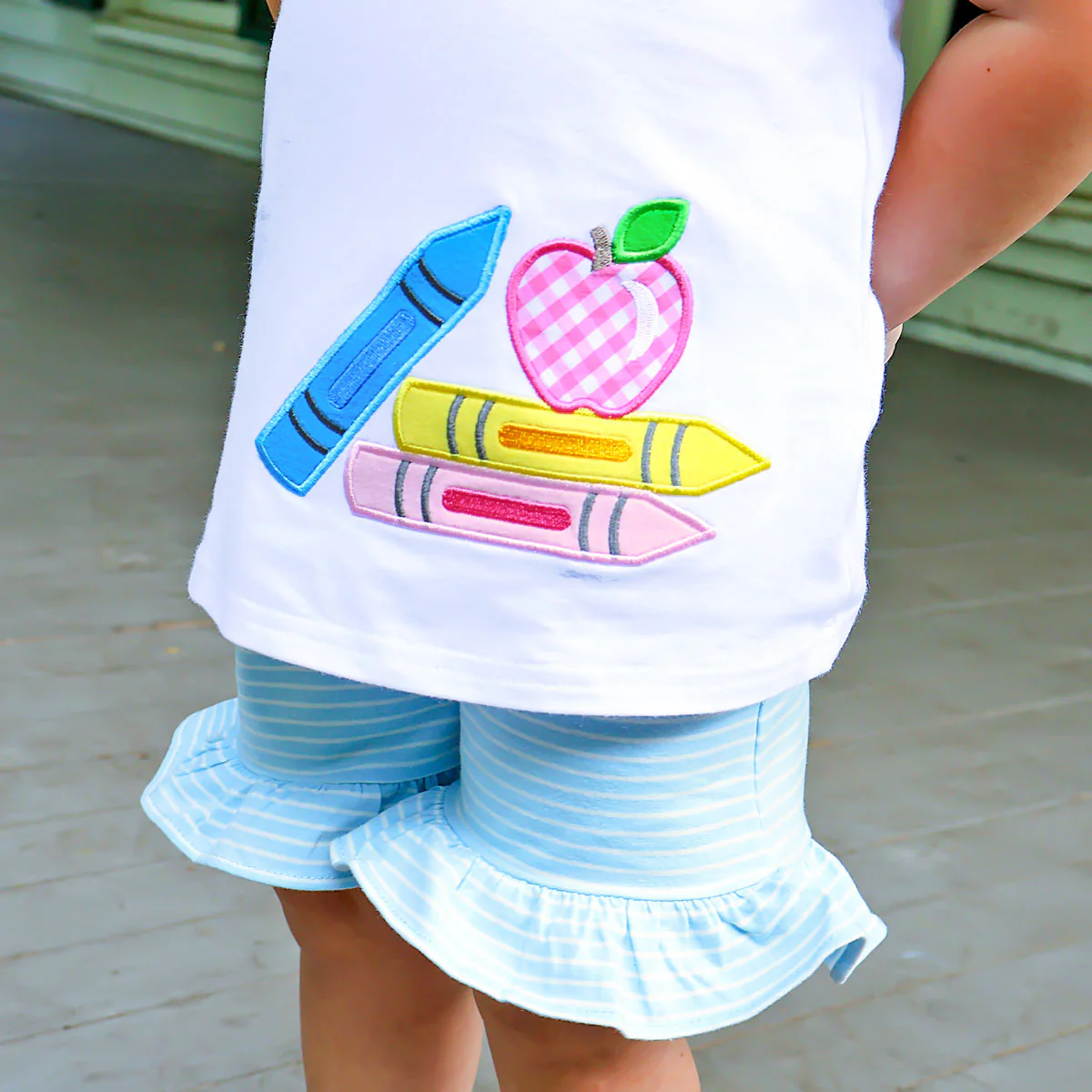 Bright Crayons Light Blue Stripe Milly Short Set - Image 4