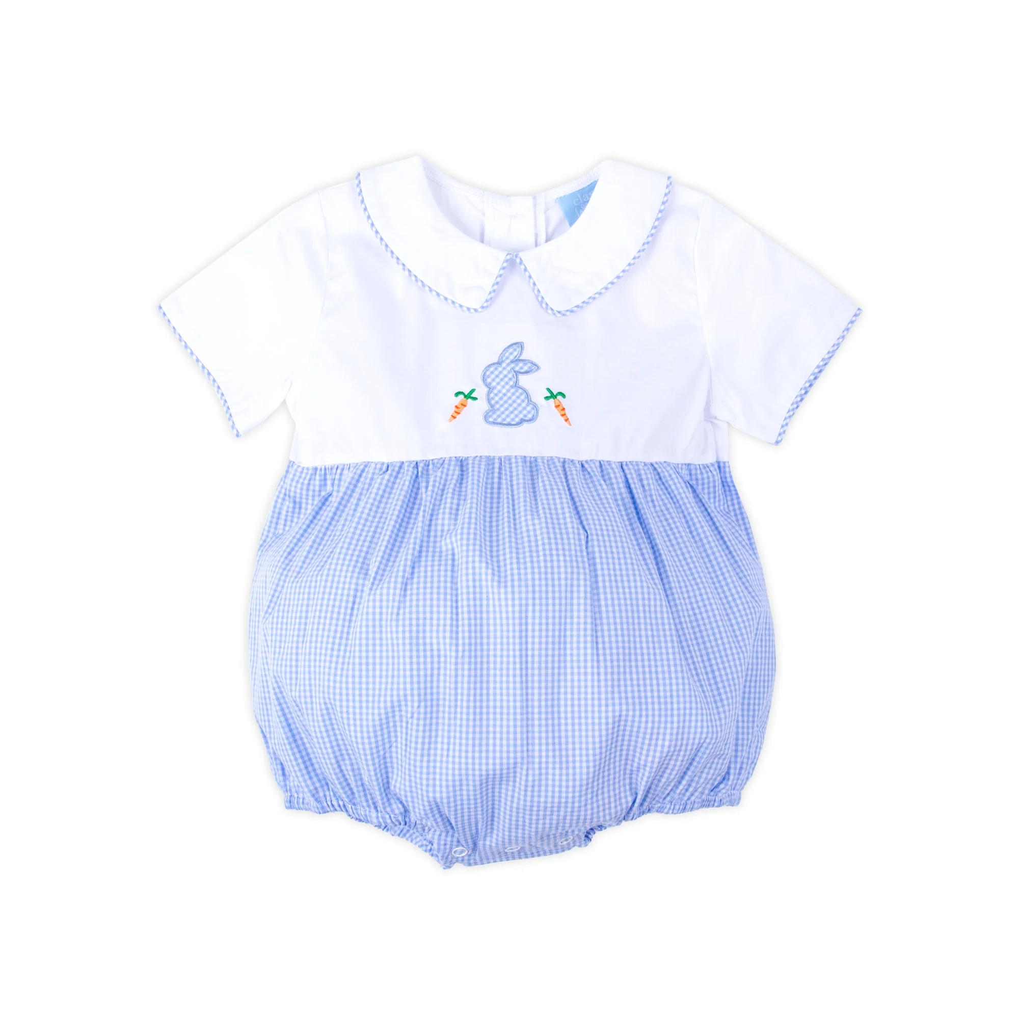 Bunnies & Carrots Blue Gingham Collared Bubble - Image 2