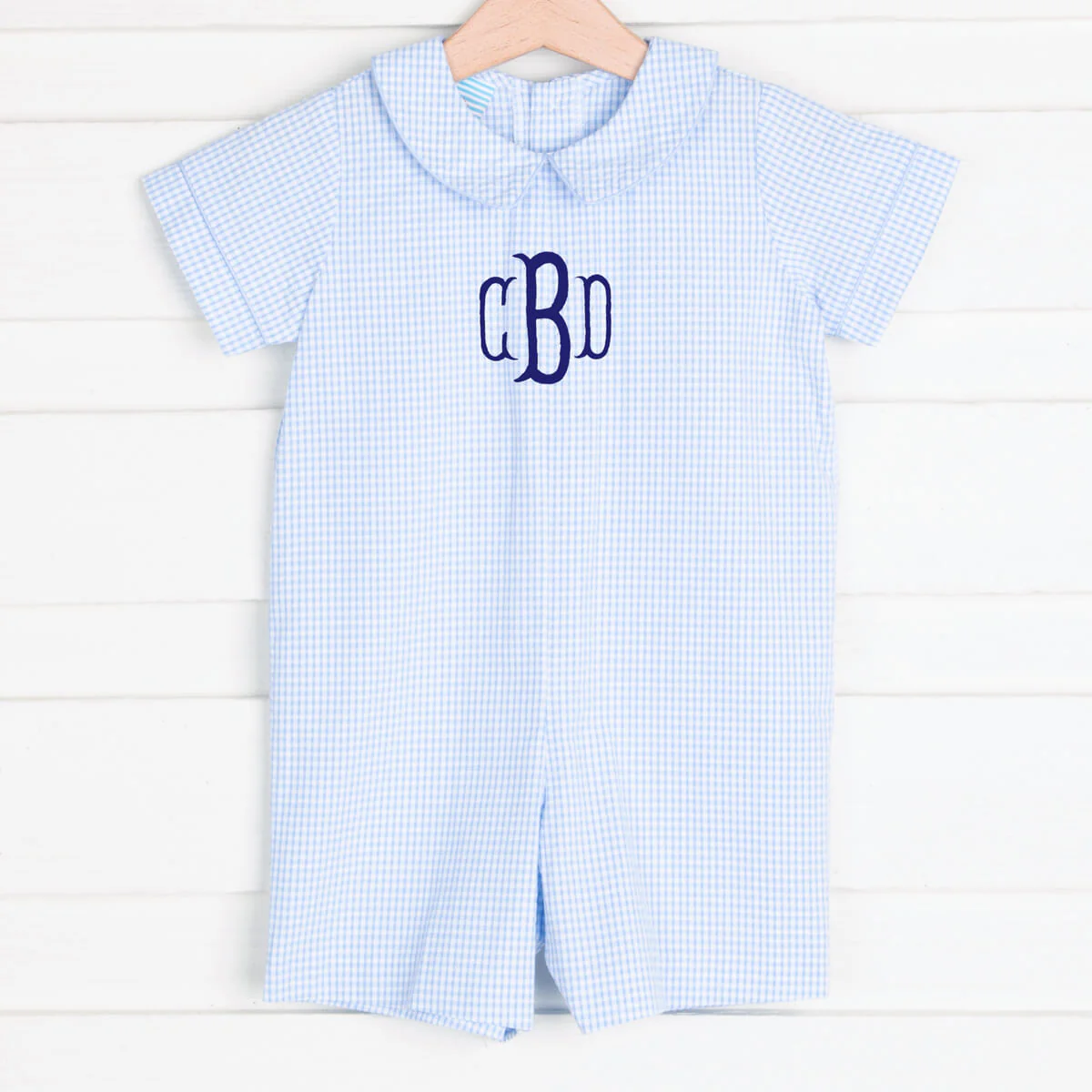 Collared Boy Romper Blue Stripe