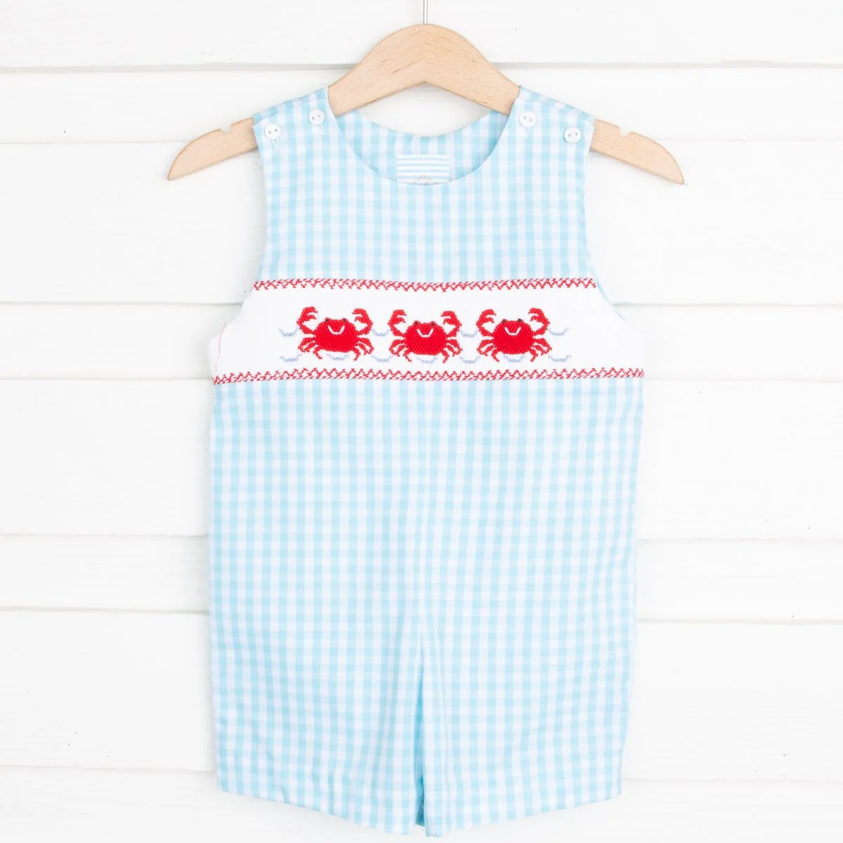 Crab Smocked Jon Jon Turquoise Check