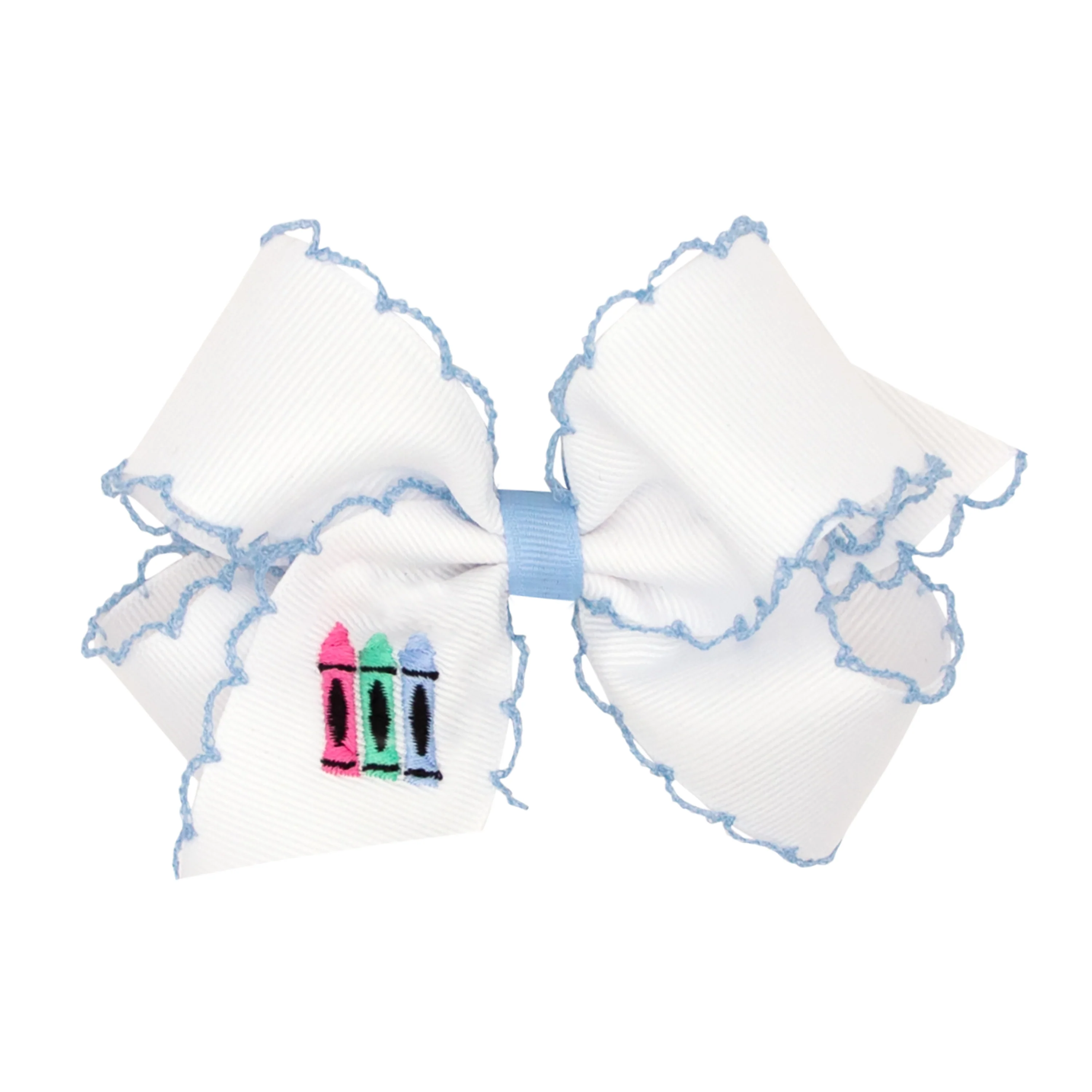 Crayons Embroidered Moonstitch Bow
