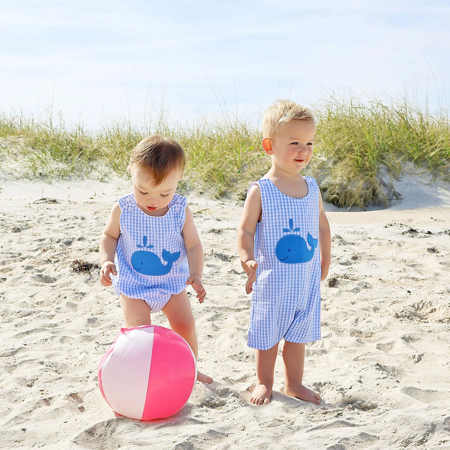 Cute Whale Blue Gingham Jon Jon - Image 4