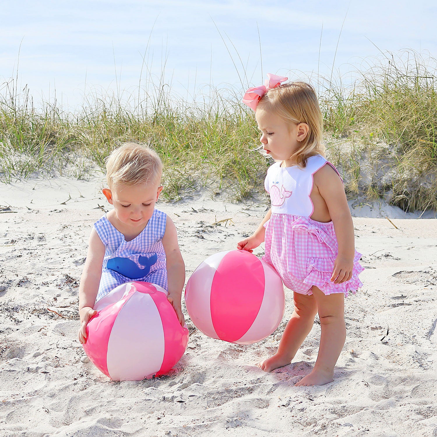 Cute Whale Pink Gingham Scalloped Bib Bubble - Image 6
