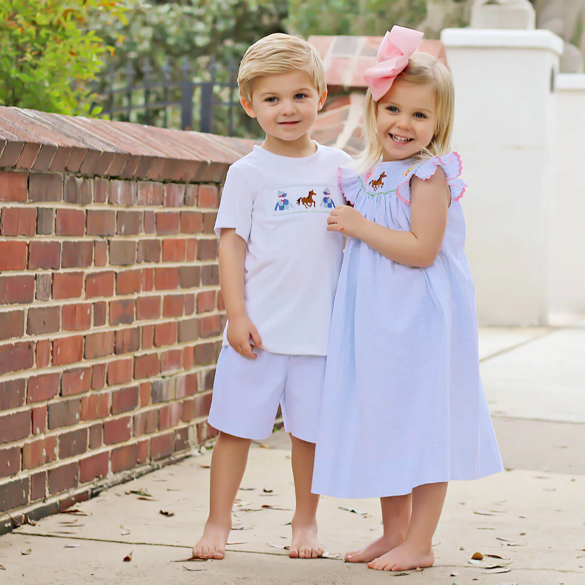 Derby Smocked Blue Stripe Short Set - Image 6