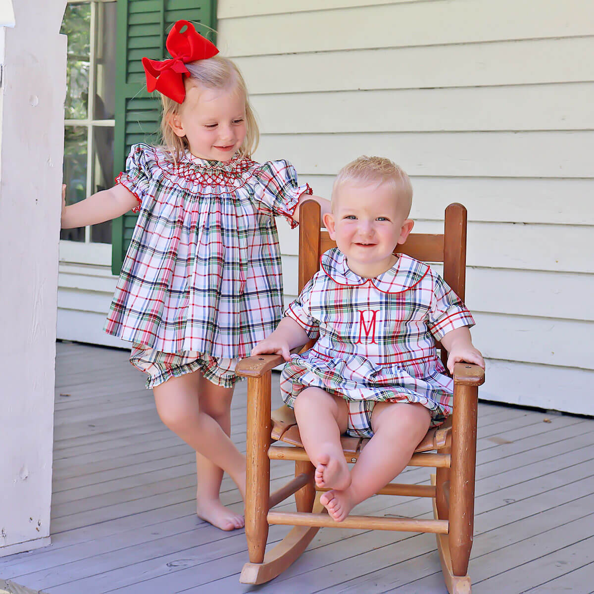 Douglas Plaid Smocked Bishop Bloomer Set - Image 5