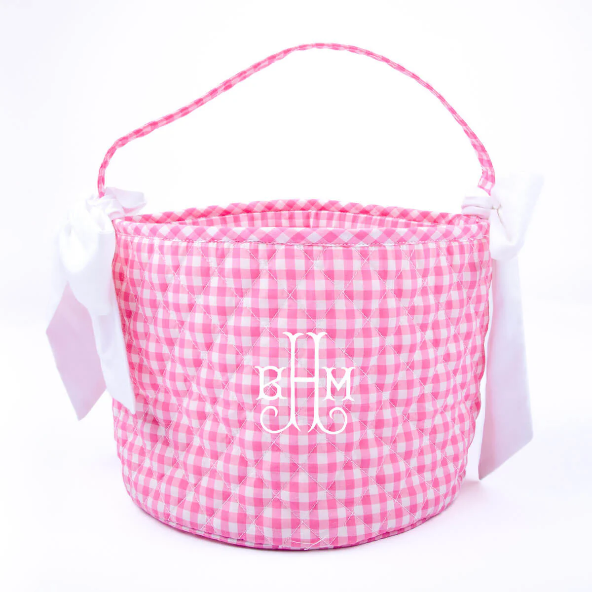 Easter Basket Bunny Applique Pink Gingham - Image 2