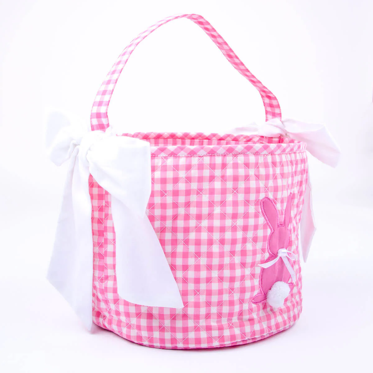 Easter Basket Bunny Applique Pink Gingham - Image 3