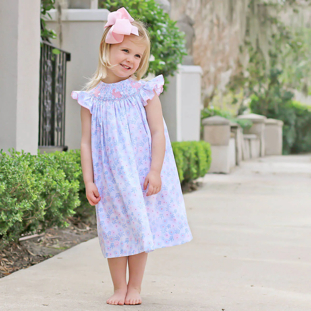 Easter Bunny Smocked Blooming Dress