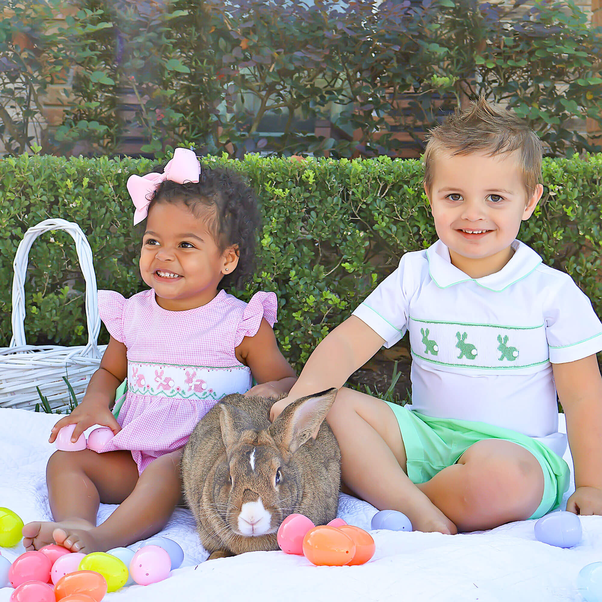 Easter Bunny Smocked Pink Gingham Beverly Bubble - Image 4
