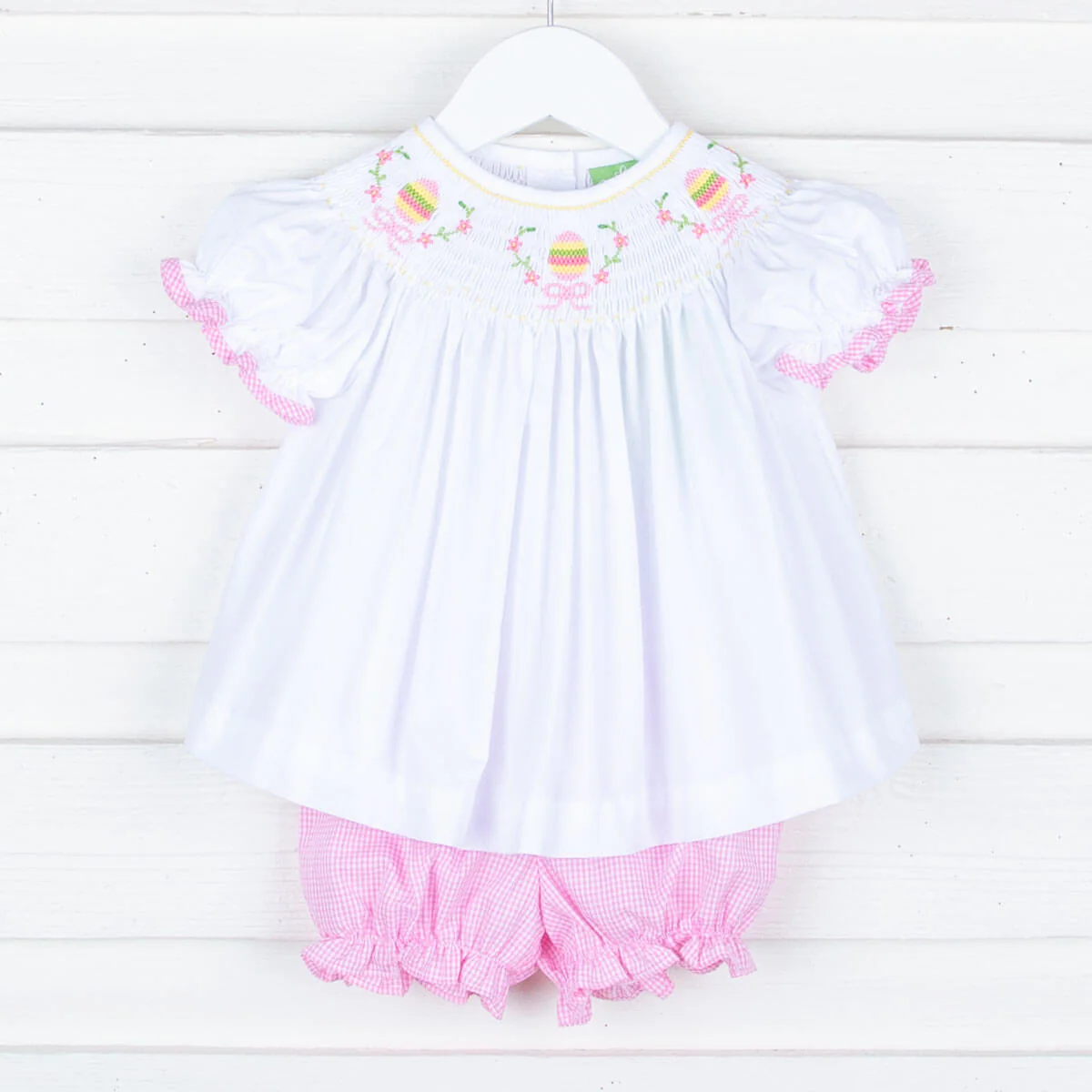 Easter Eggs Smocked Bloomer Set