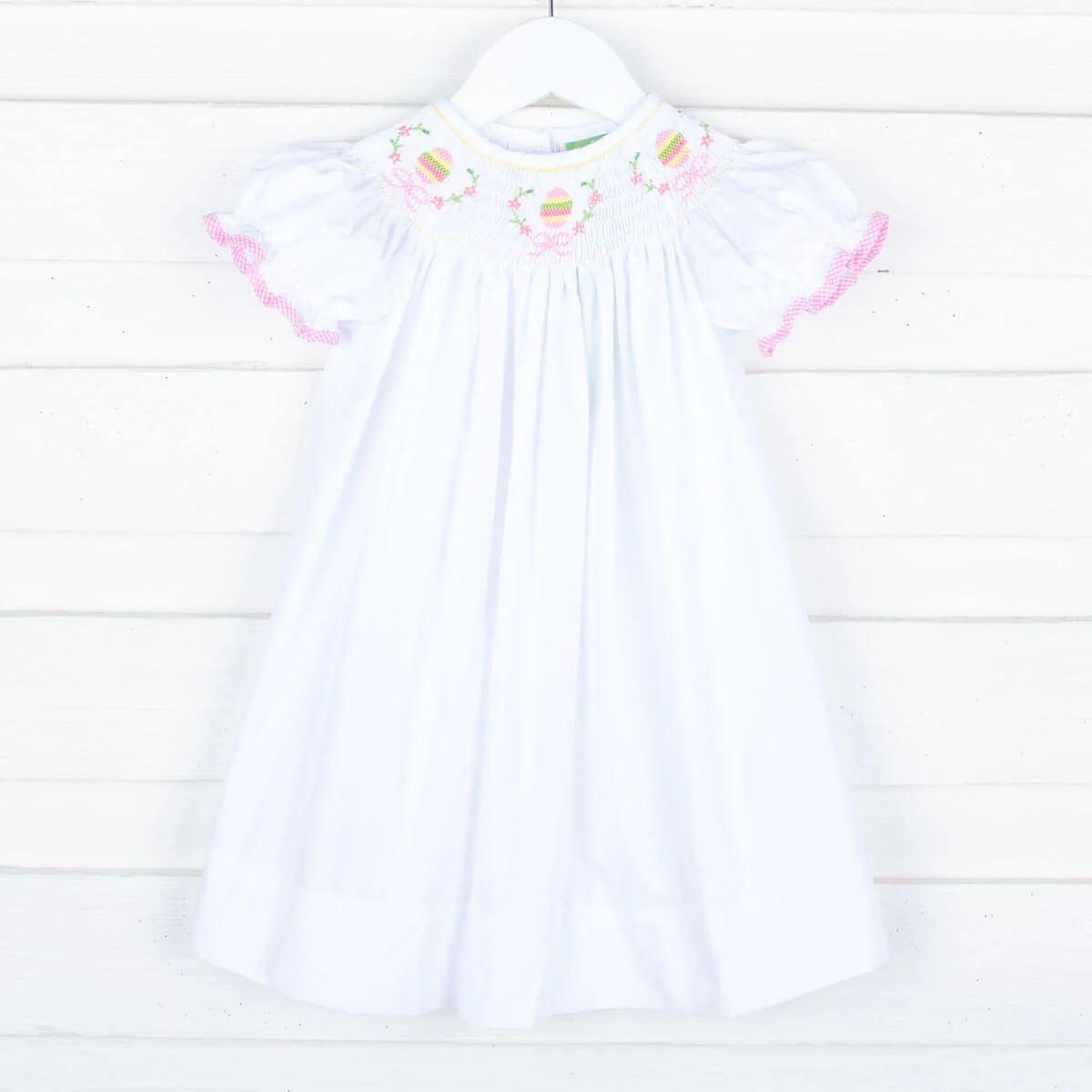 Easter Eggs Smocked White Dress