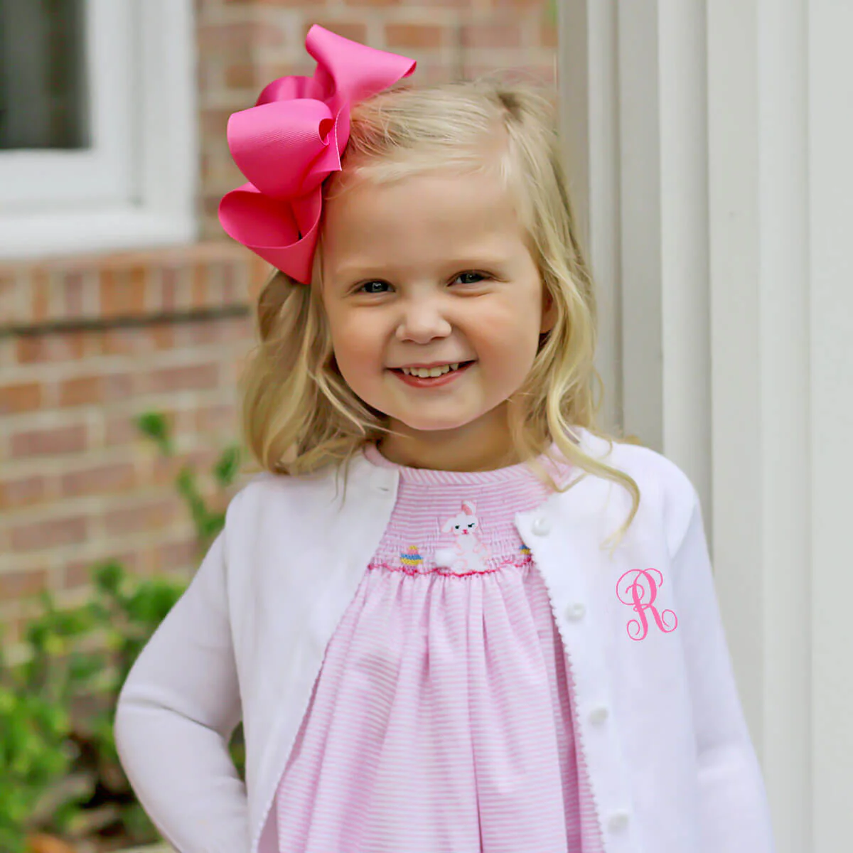 Easter Fun Pink Stripe Smocked Dress - Image 5