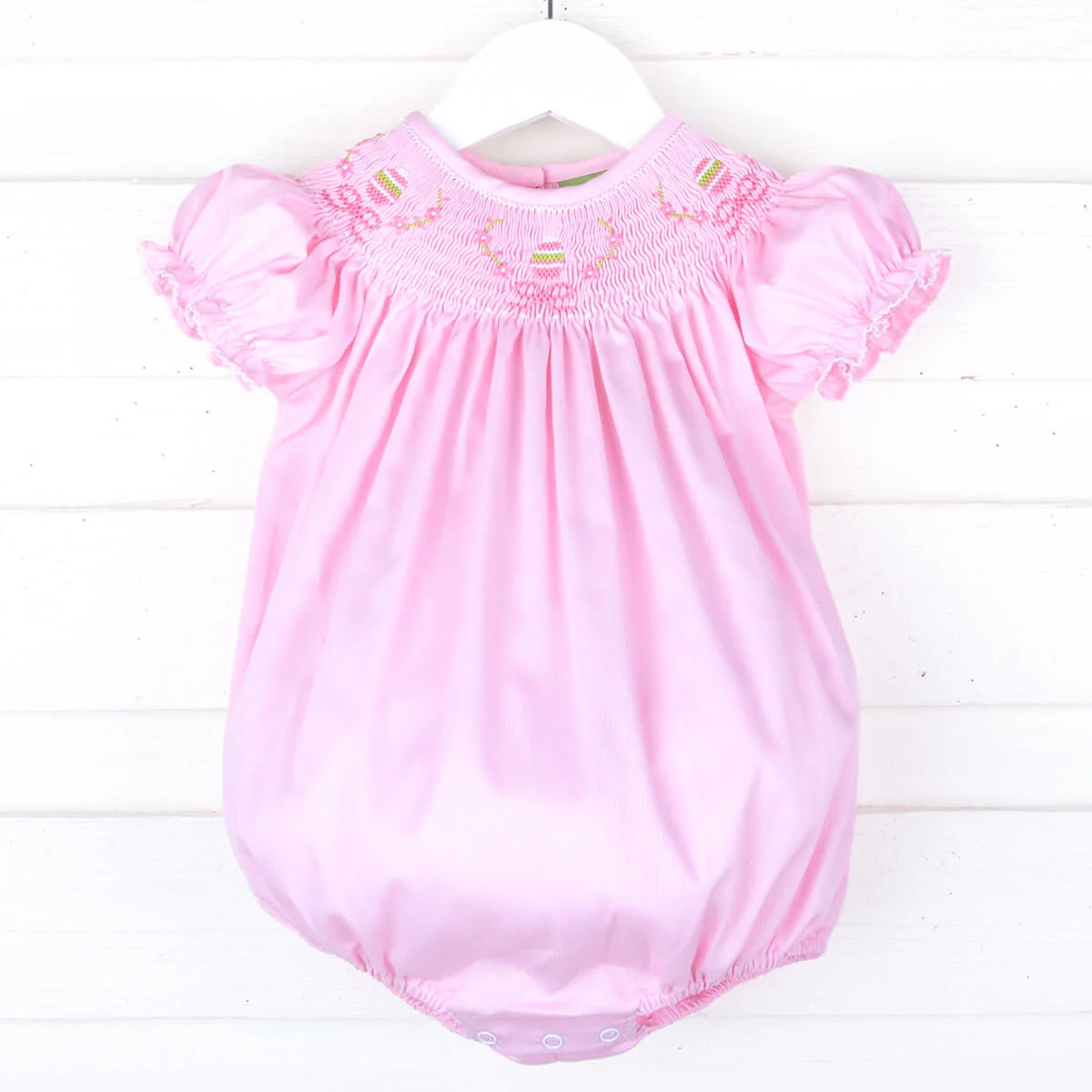 Easter Hunt Smocked Bubble Pink Pique