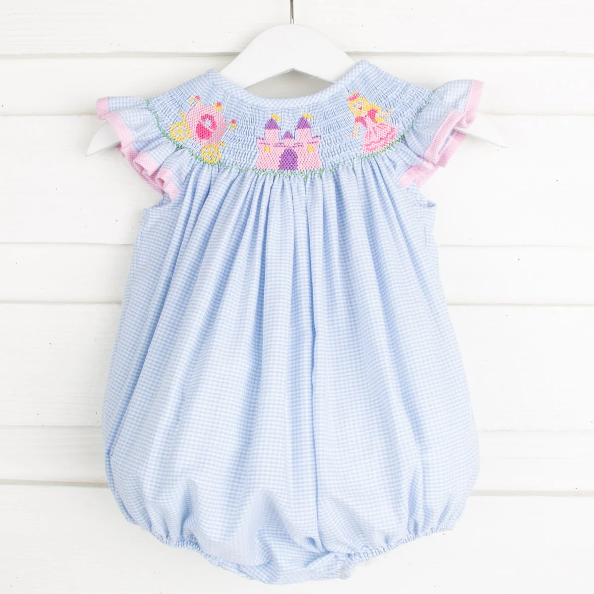 Fairytale Smocked Bubble Light Blue Gingham