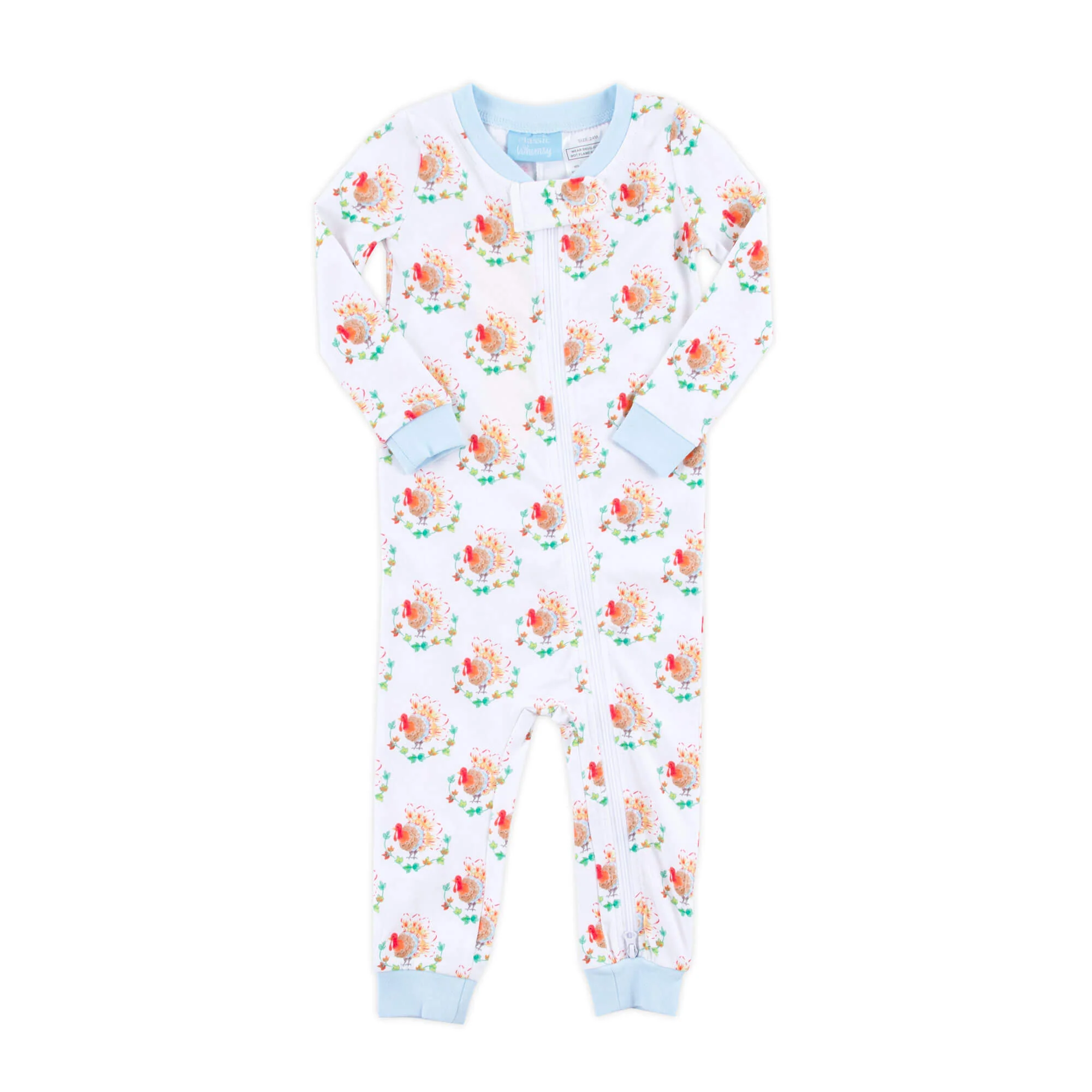 Feathery Turkey Blue Zip Sleeper