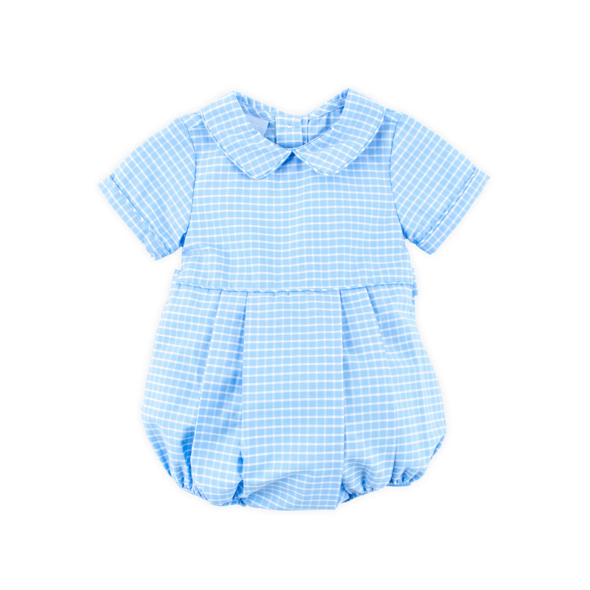 French Blue Windowpane Collared Bubble - Image 4