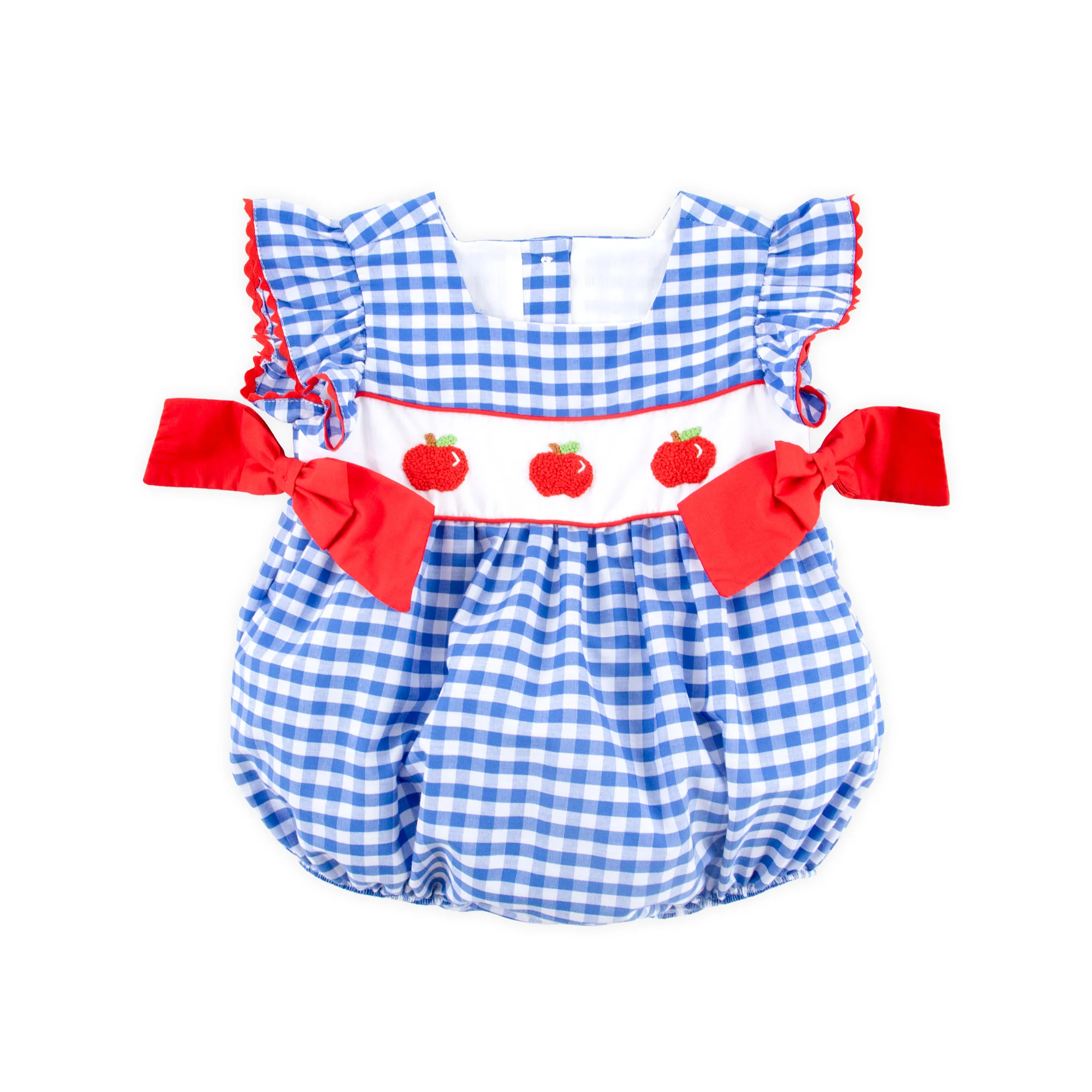 French Knot Apple Blue Gingham Beverly Bubble