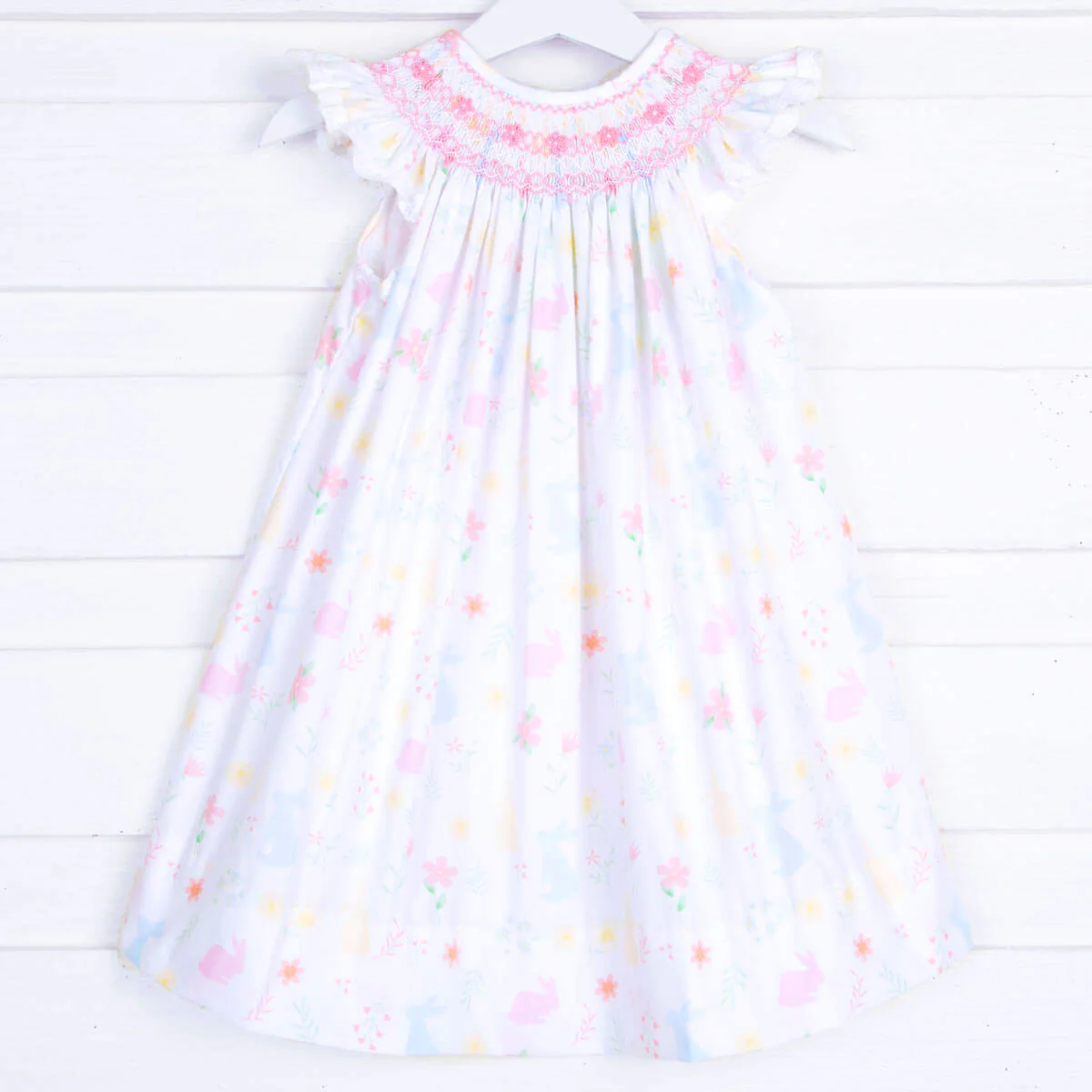 Bunny Meadow Geometric Smocked Dress