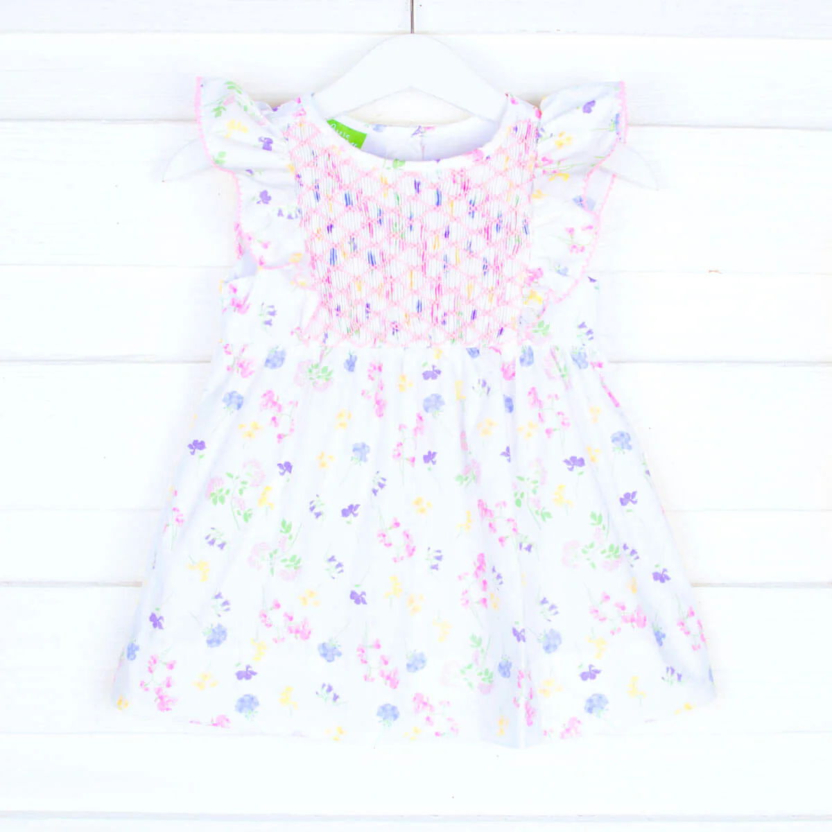 Geometric Bodice Smocked Blooming Dress