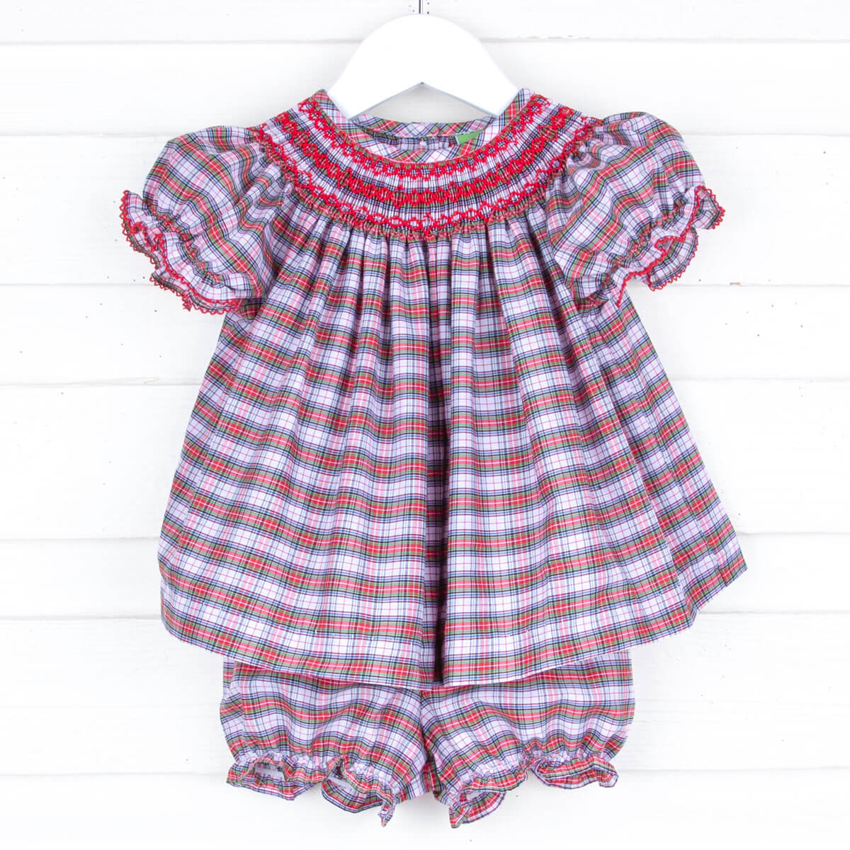 Edinburgh Smocked Plaid Bloomer Set