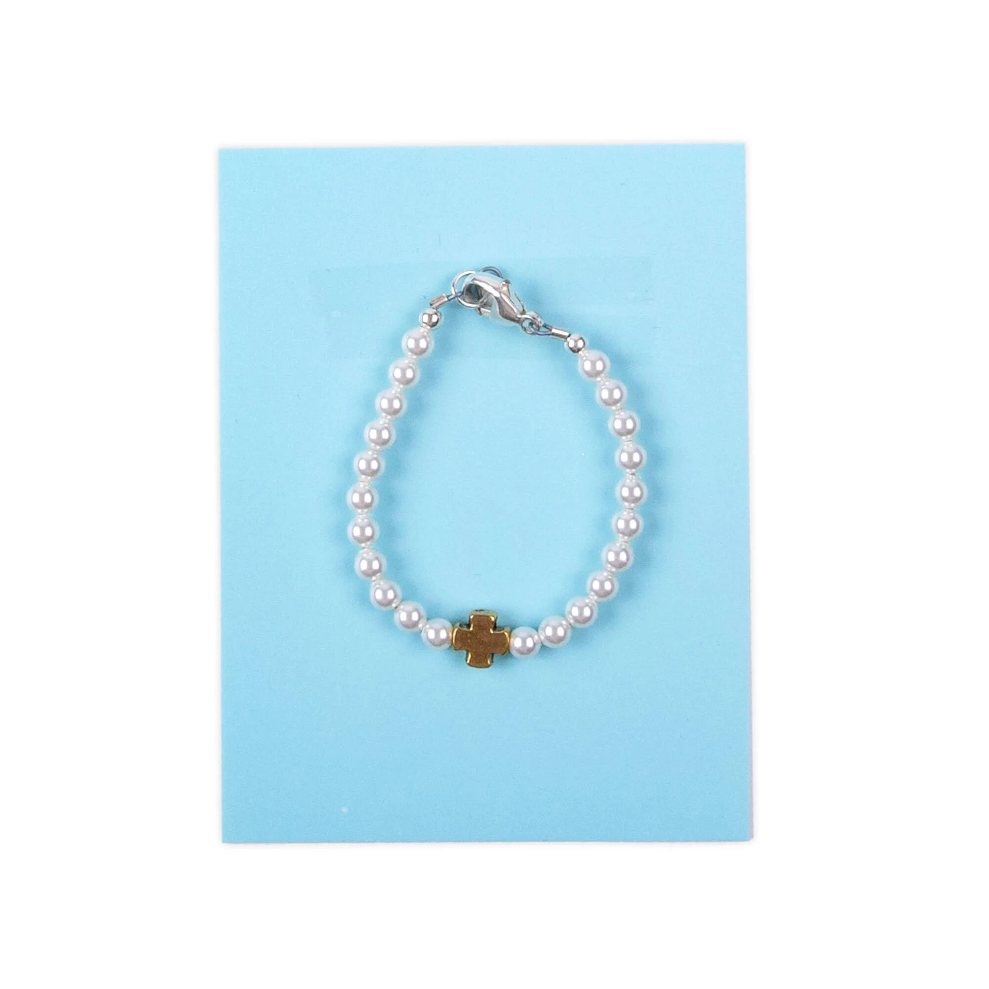 Gold Cross Pearl Bracelet - Image 2