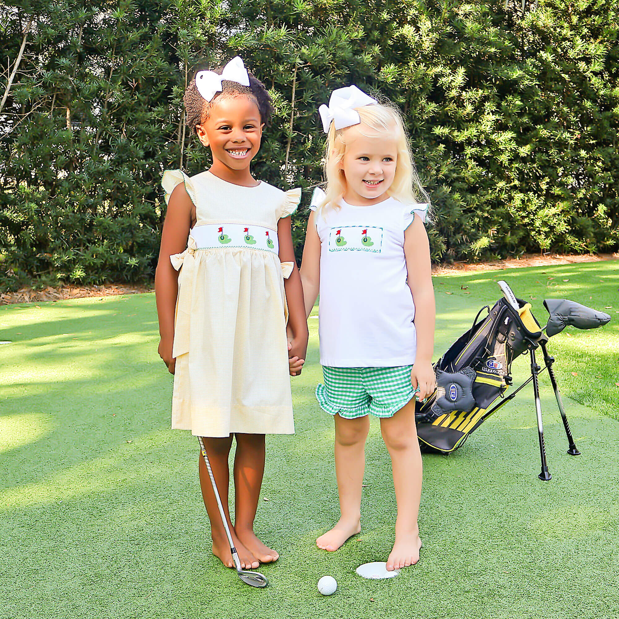 Golf Pin Green Gingham Smocked Short Set - Image 7