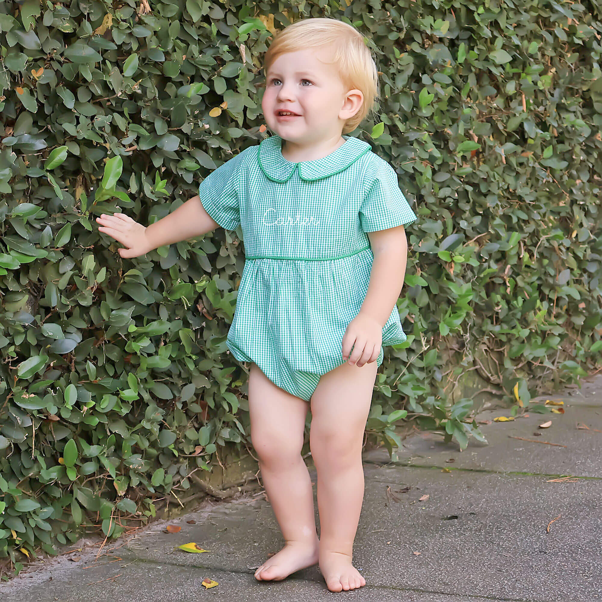 Gingham Collared Bubble Green