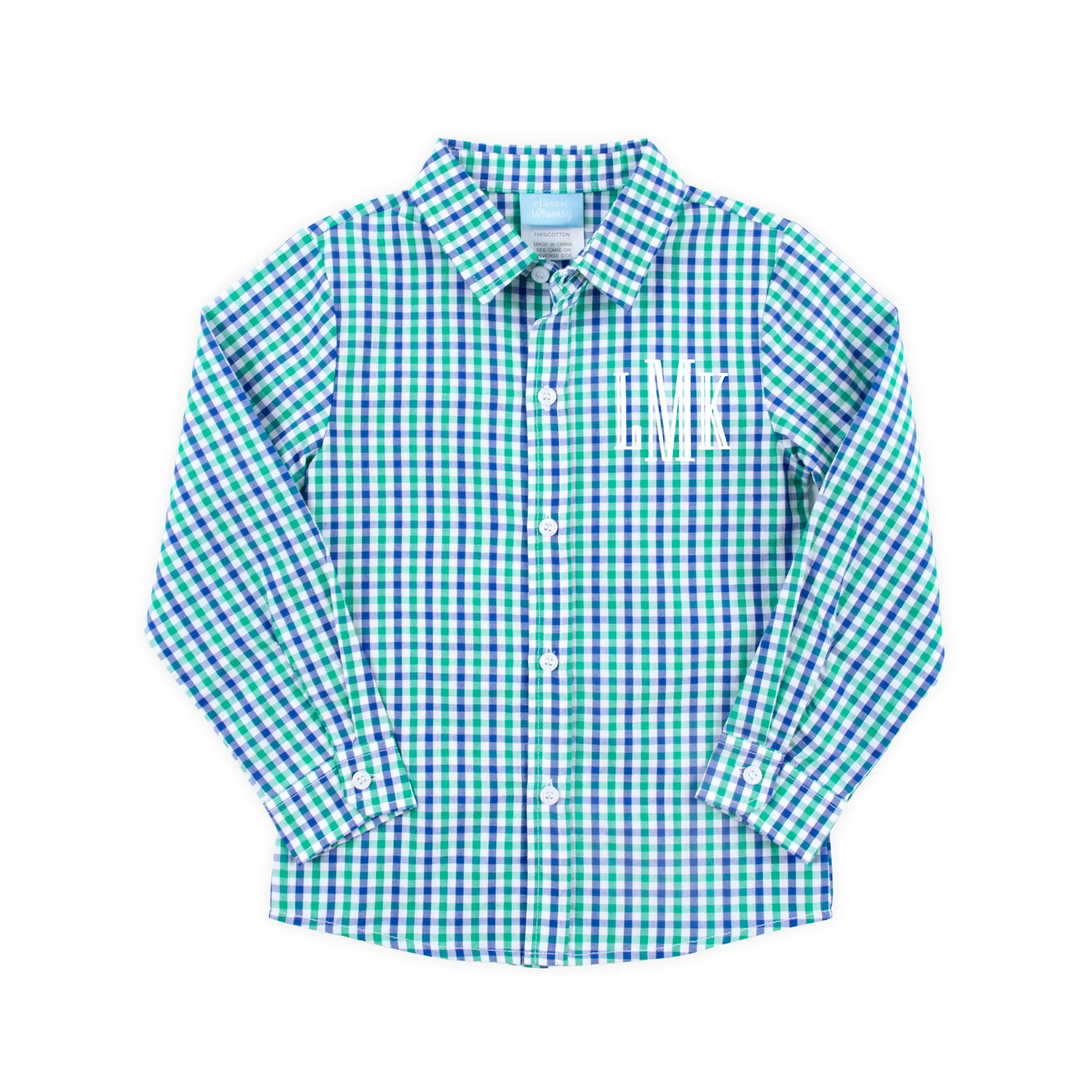 Green & Navy Gingham Button Down Shirt