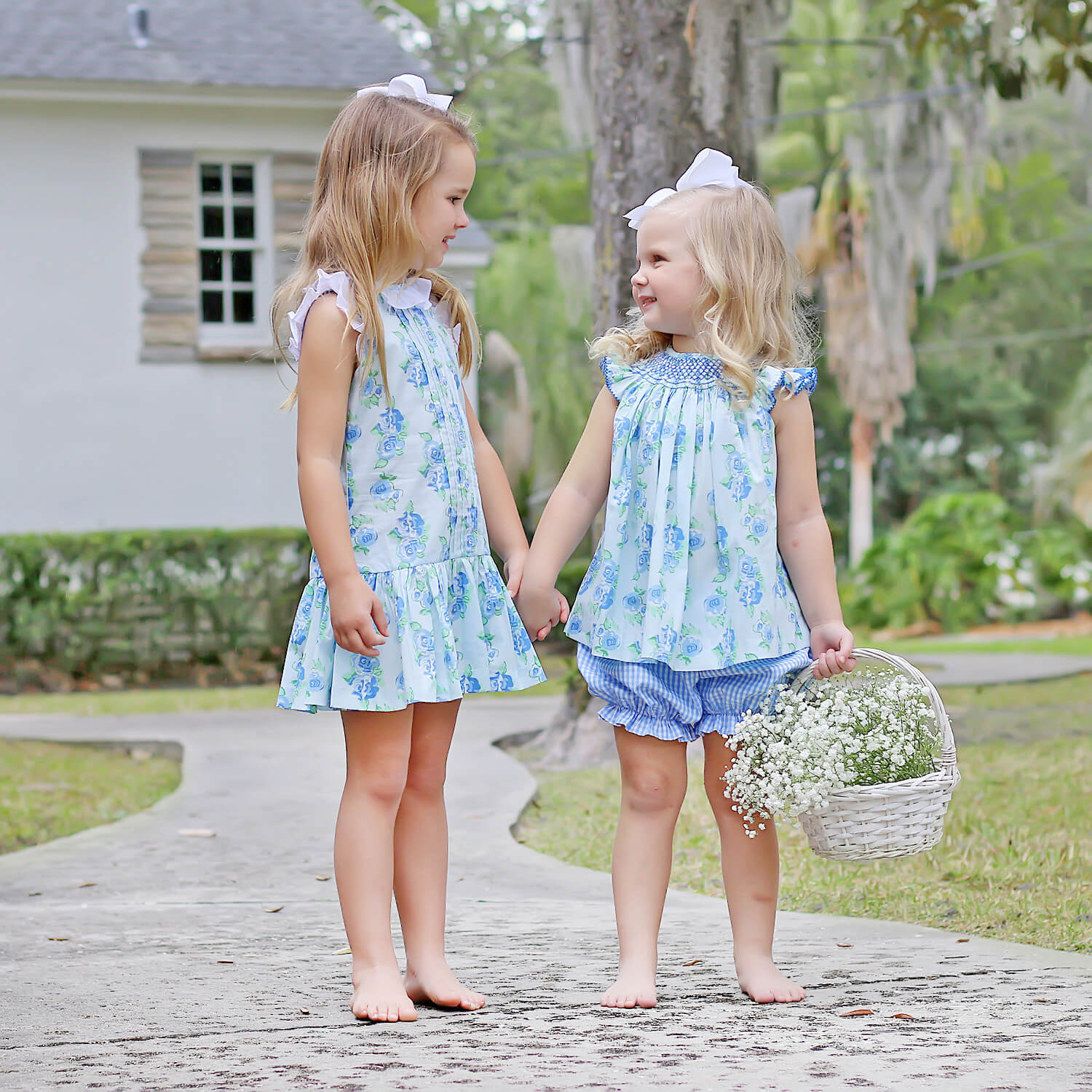 Happy Spring Blue Floral Smocked Bloomer Set - Image 7