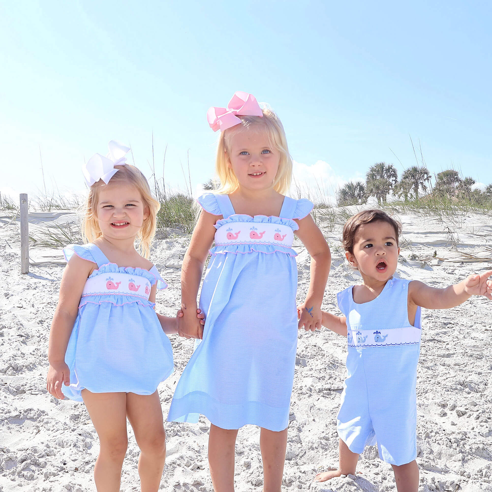 Happy Whale Blue Windowpane Smocked Amy Dress - Image 7