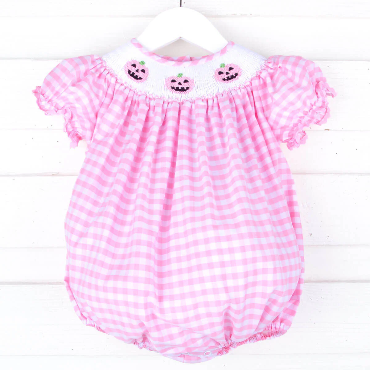Jack O'Lantern Smocked Pink Bubble