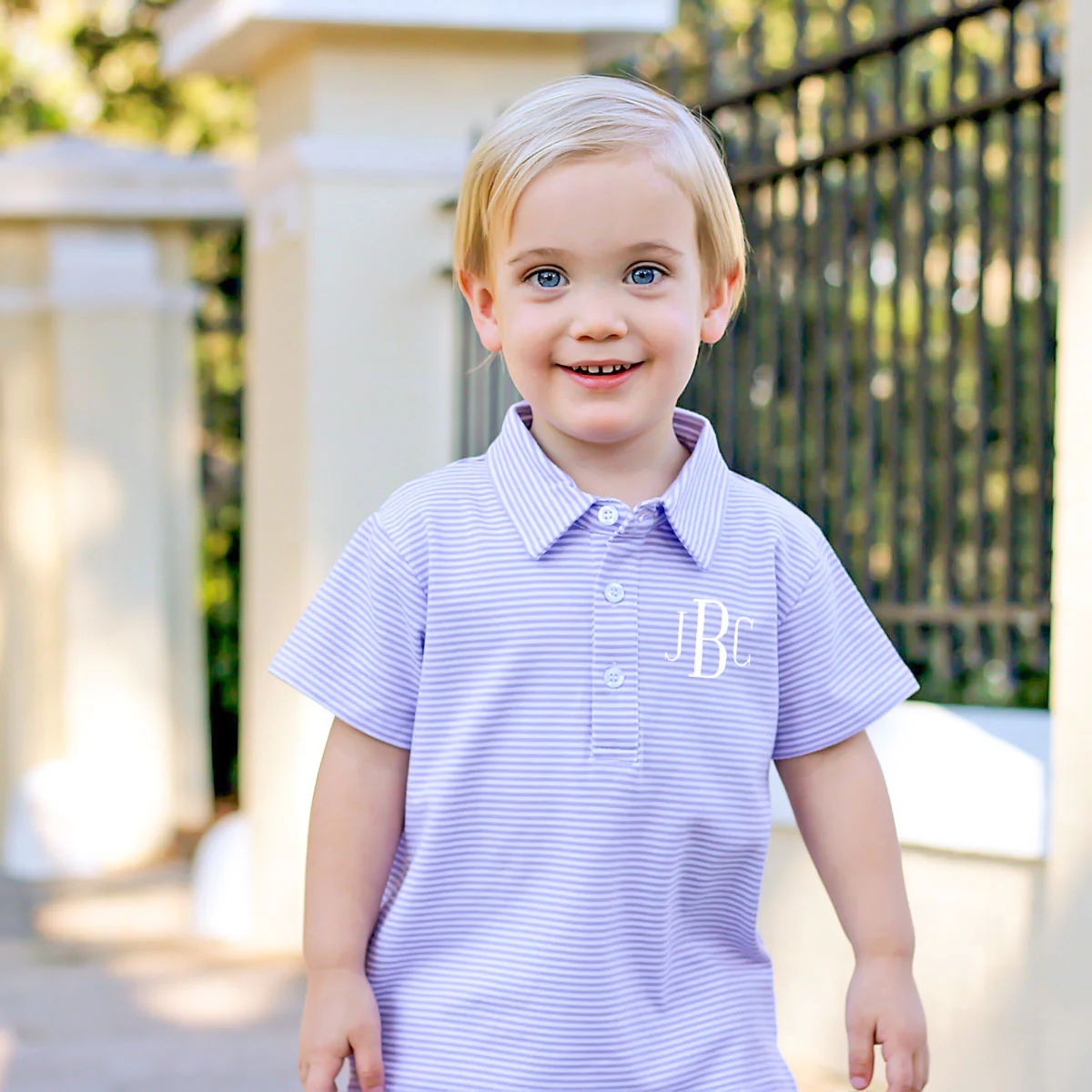 Lavender Stripe Knit Short Sleeve Polo