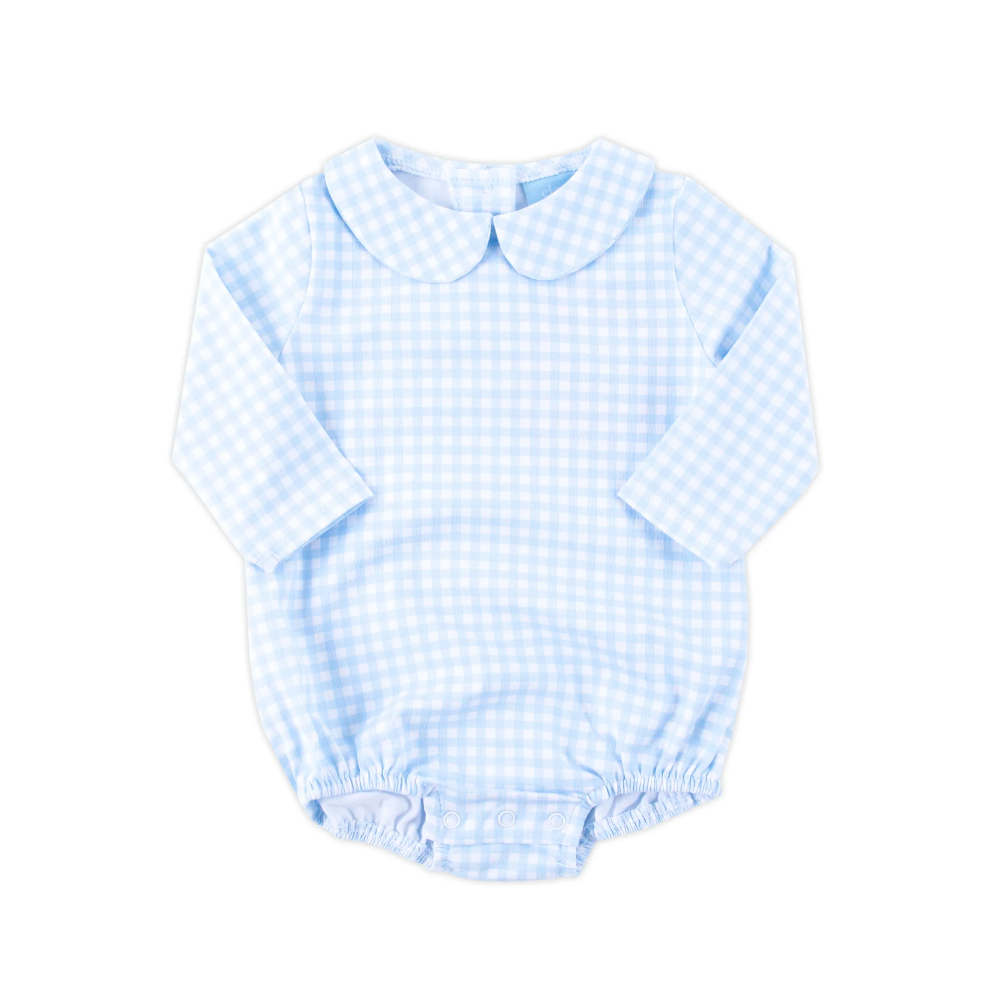 Light Blue Gingham Long Sleeve Bodysuit - Image 4